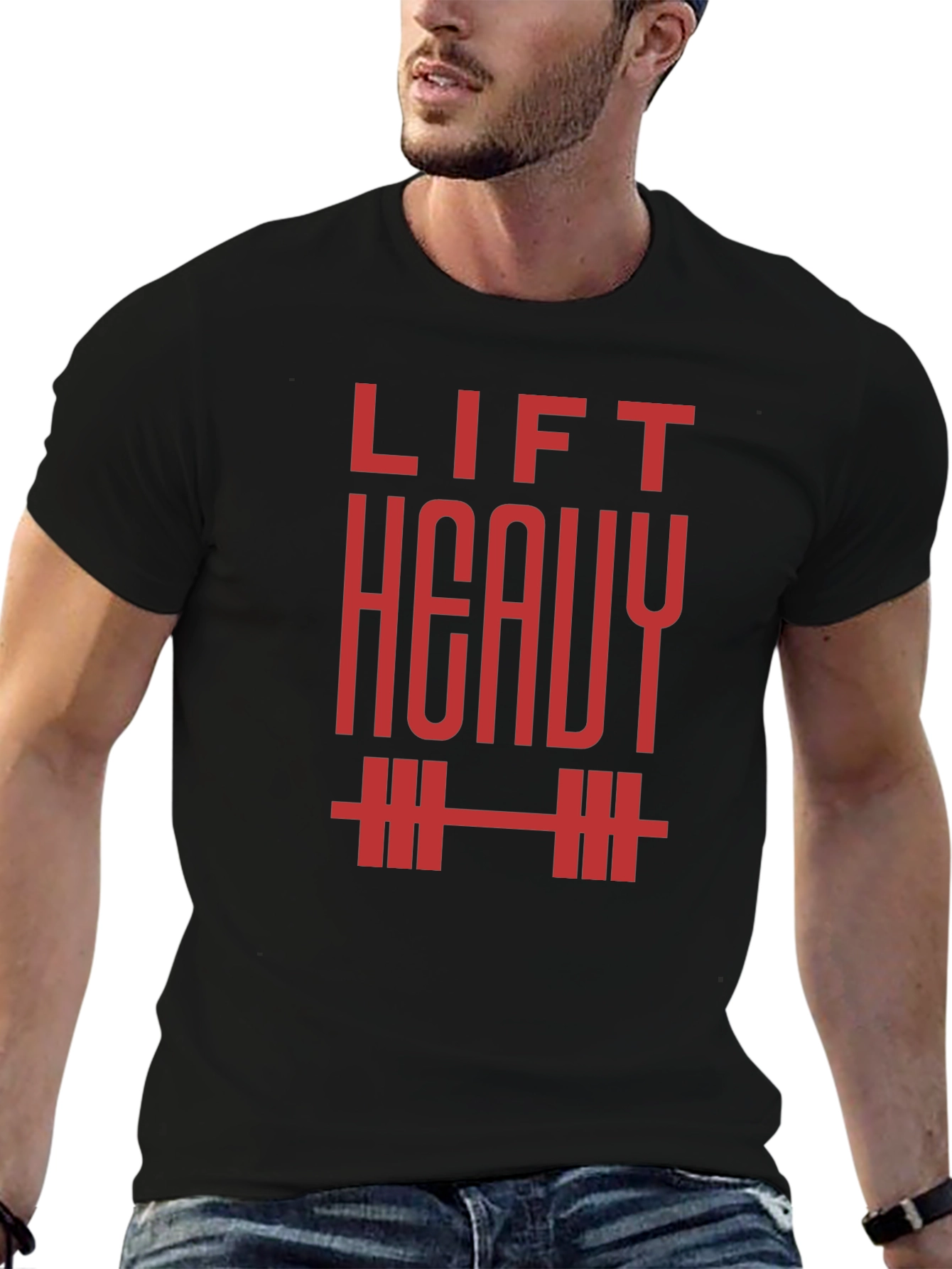 Lift Heavy T-Shirt - Red Graphic on Black