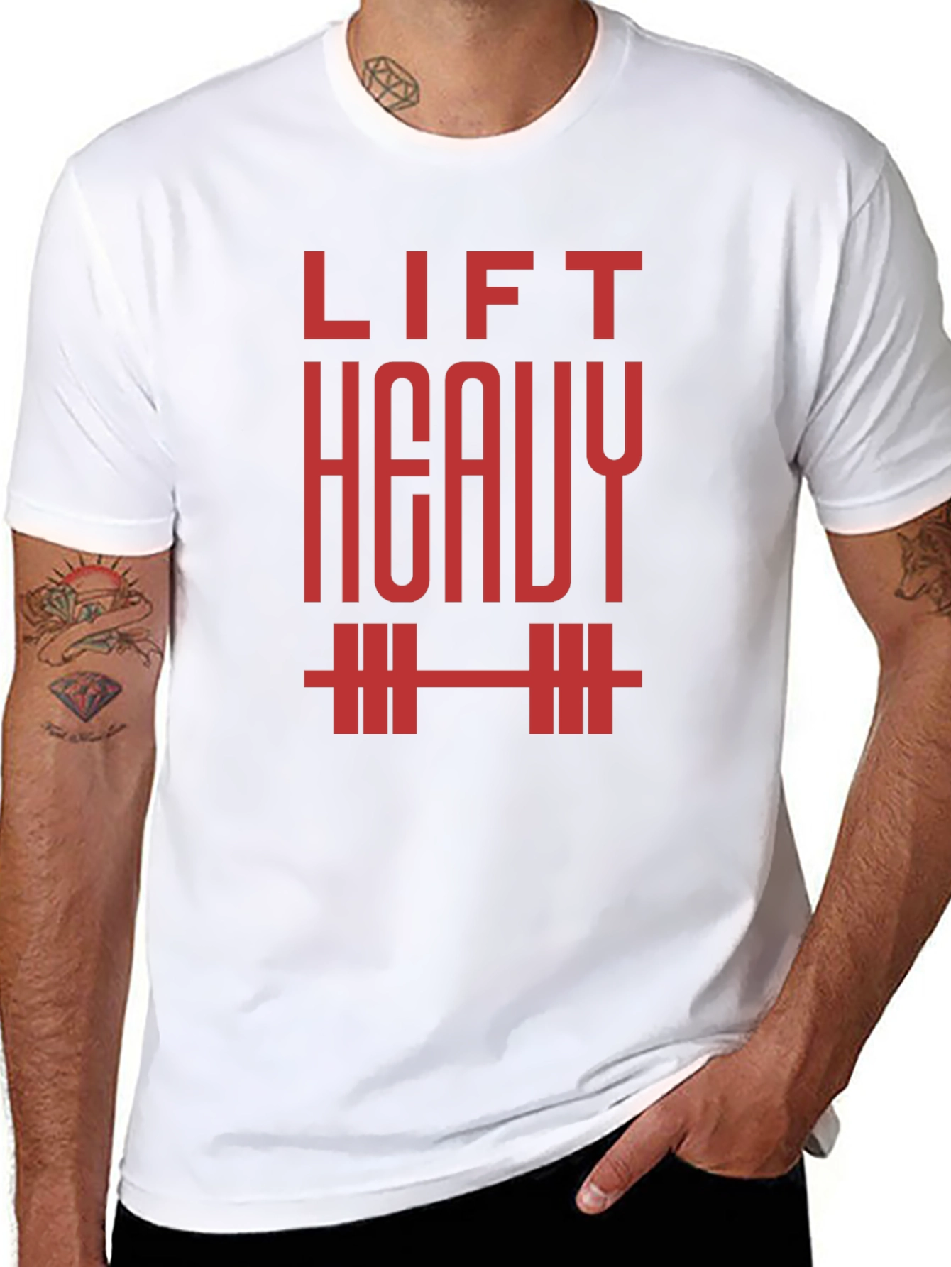 Lift Heavy T-Shirt - Red Graphic on Black
