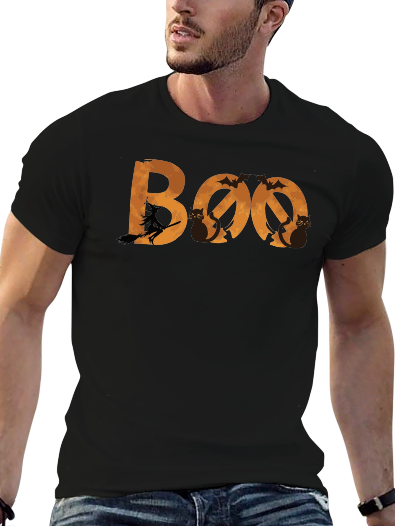 Boo Halloween T-Shirt - Witch & Cats