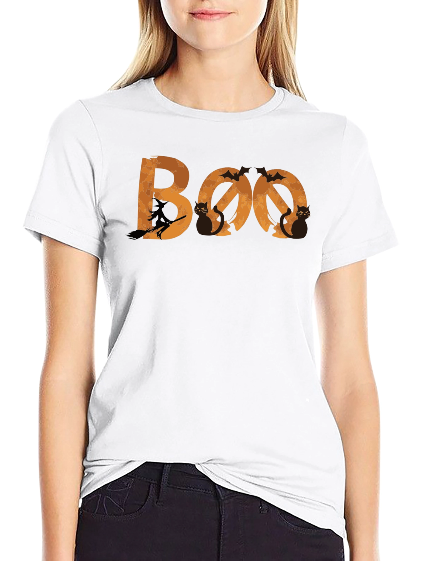 Boo Halloween T-Shirt - Witch & Cats