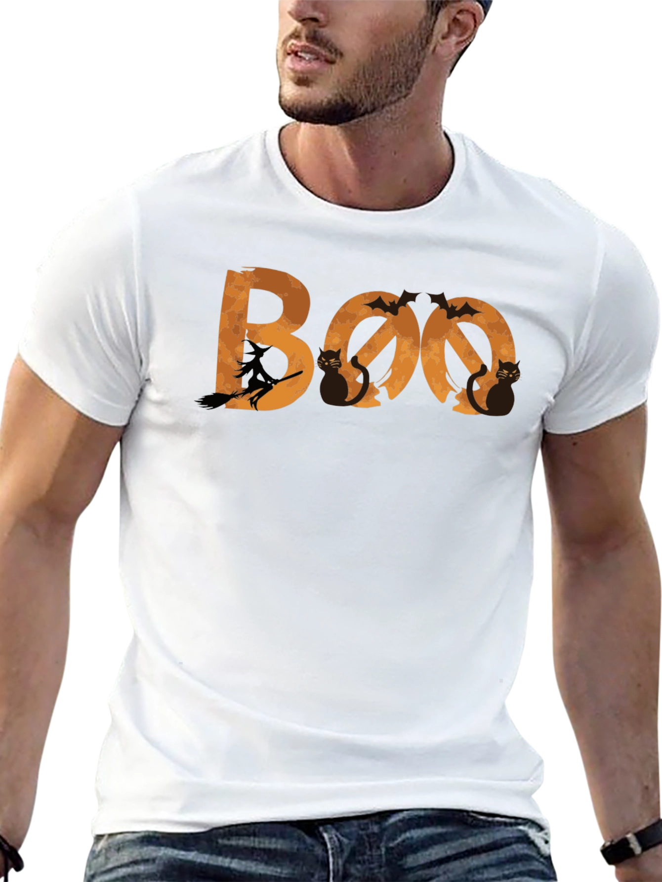Boo Halloween T-Shirt - Witch & Cats
