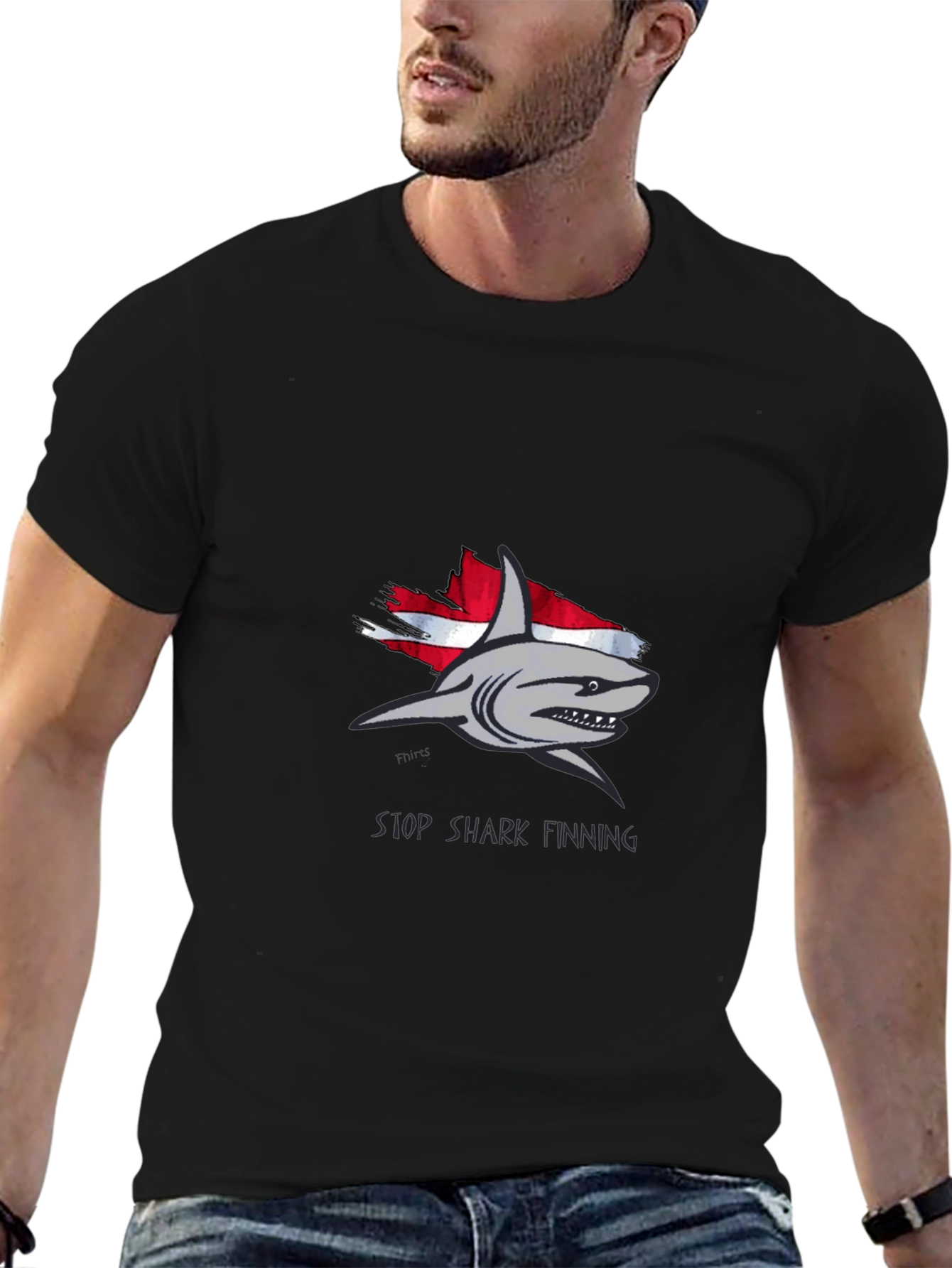 Stop Shark Finning Graphic Tee - Black