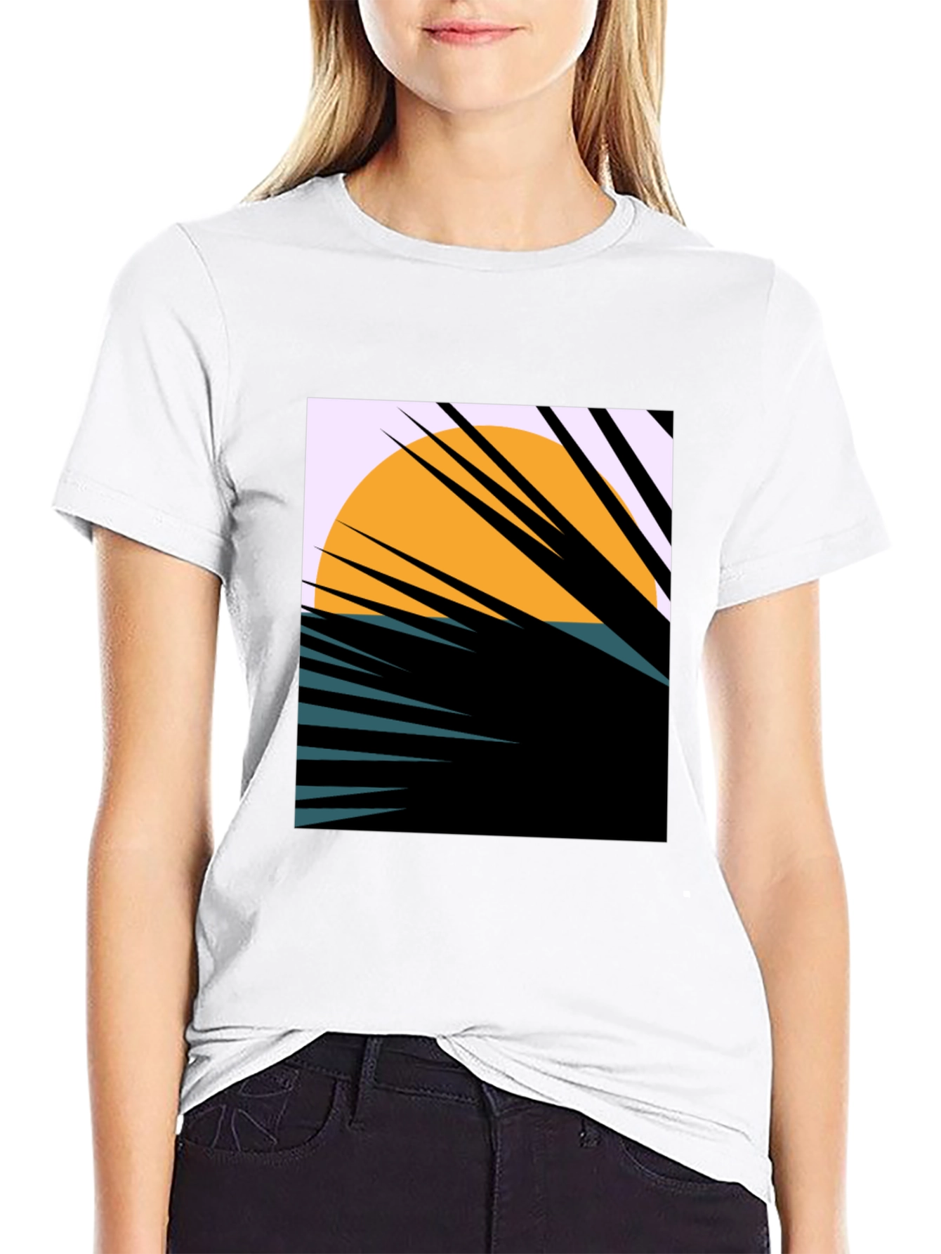 Sunset Palm Graphic Tee - Unique Abstract Design
