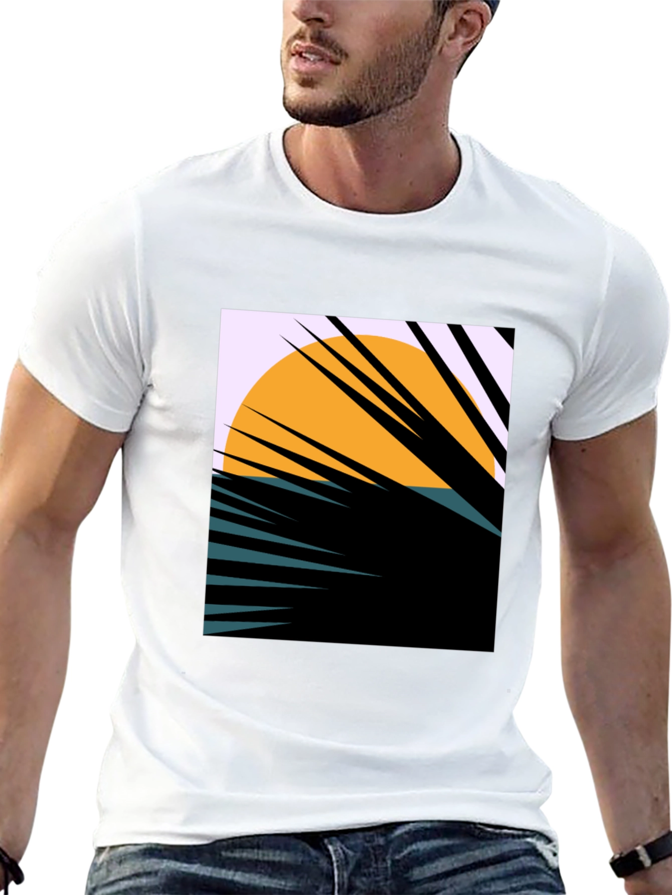 Sunset Palm Graphic Tee - Unique Abstract Design