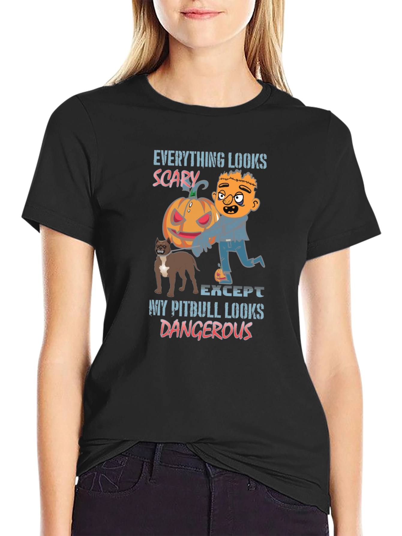 Scary Pitbull Halloween T-Shirt