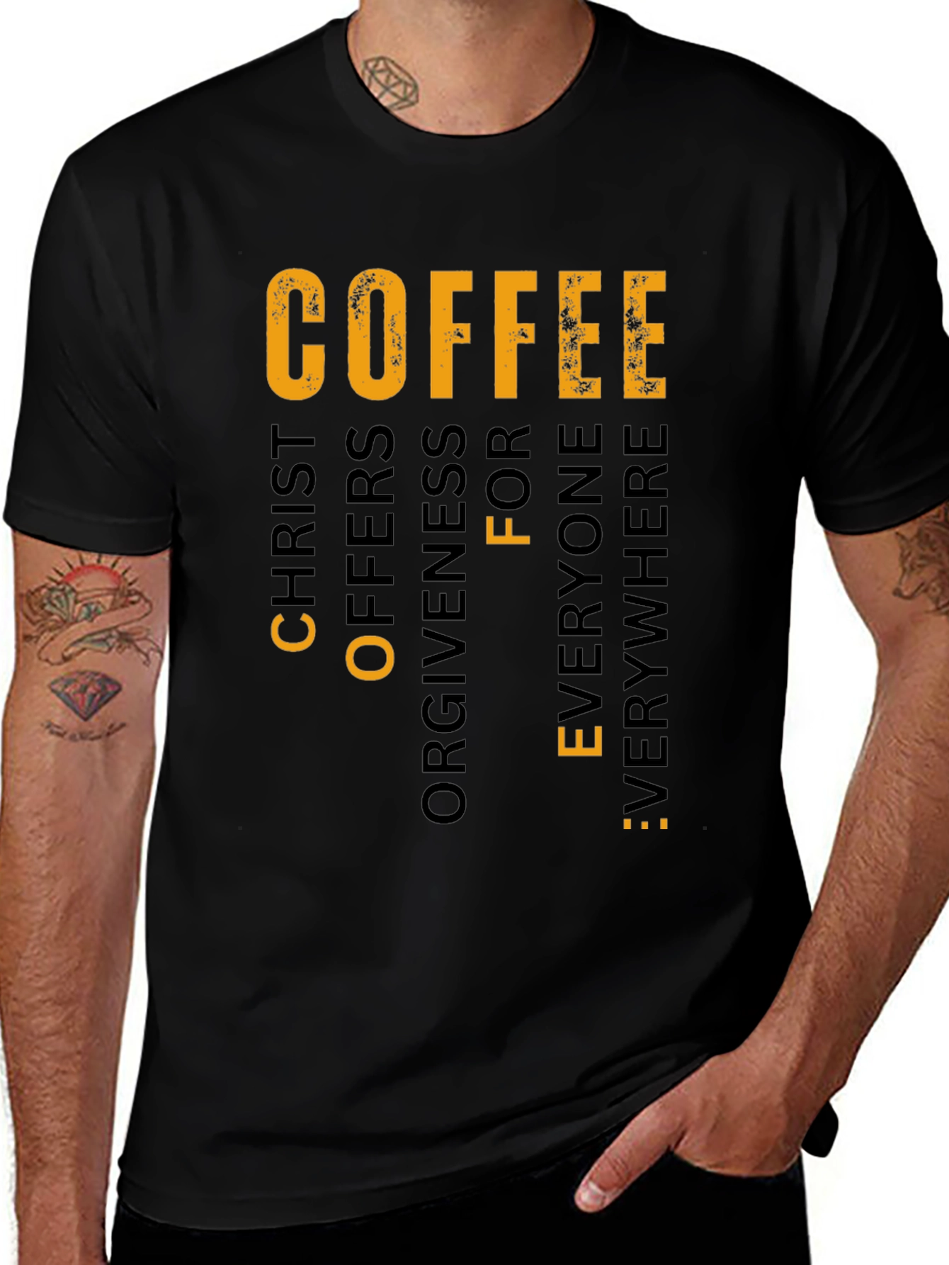 Coffee Christ Offers Forgiveness Graphic T-Shirt