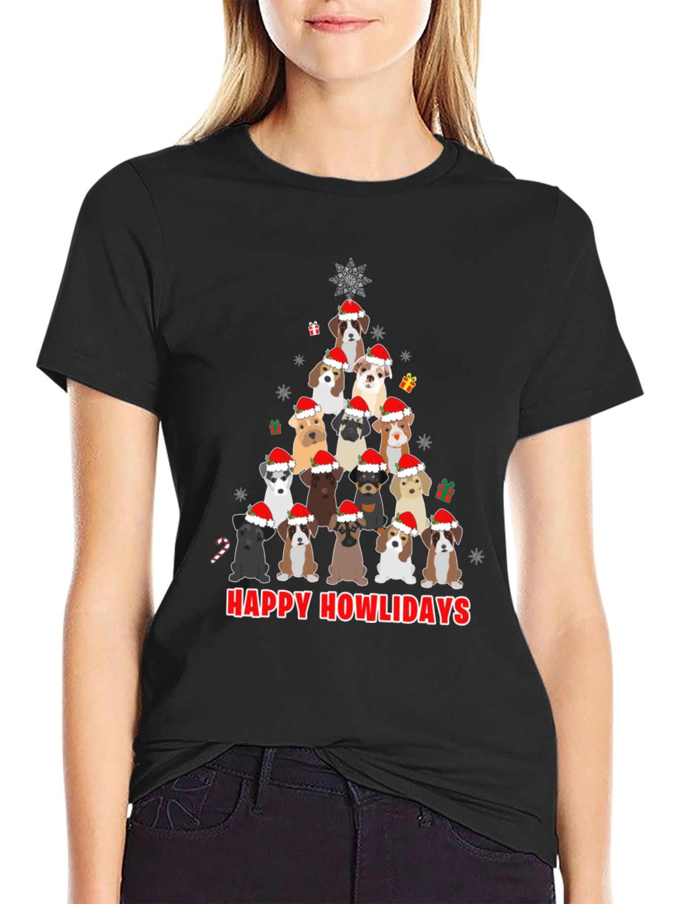 Happy Howlidays Dog Christmas Tree T-Shirt