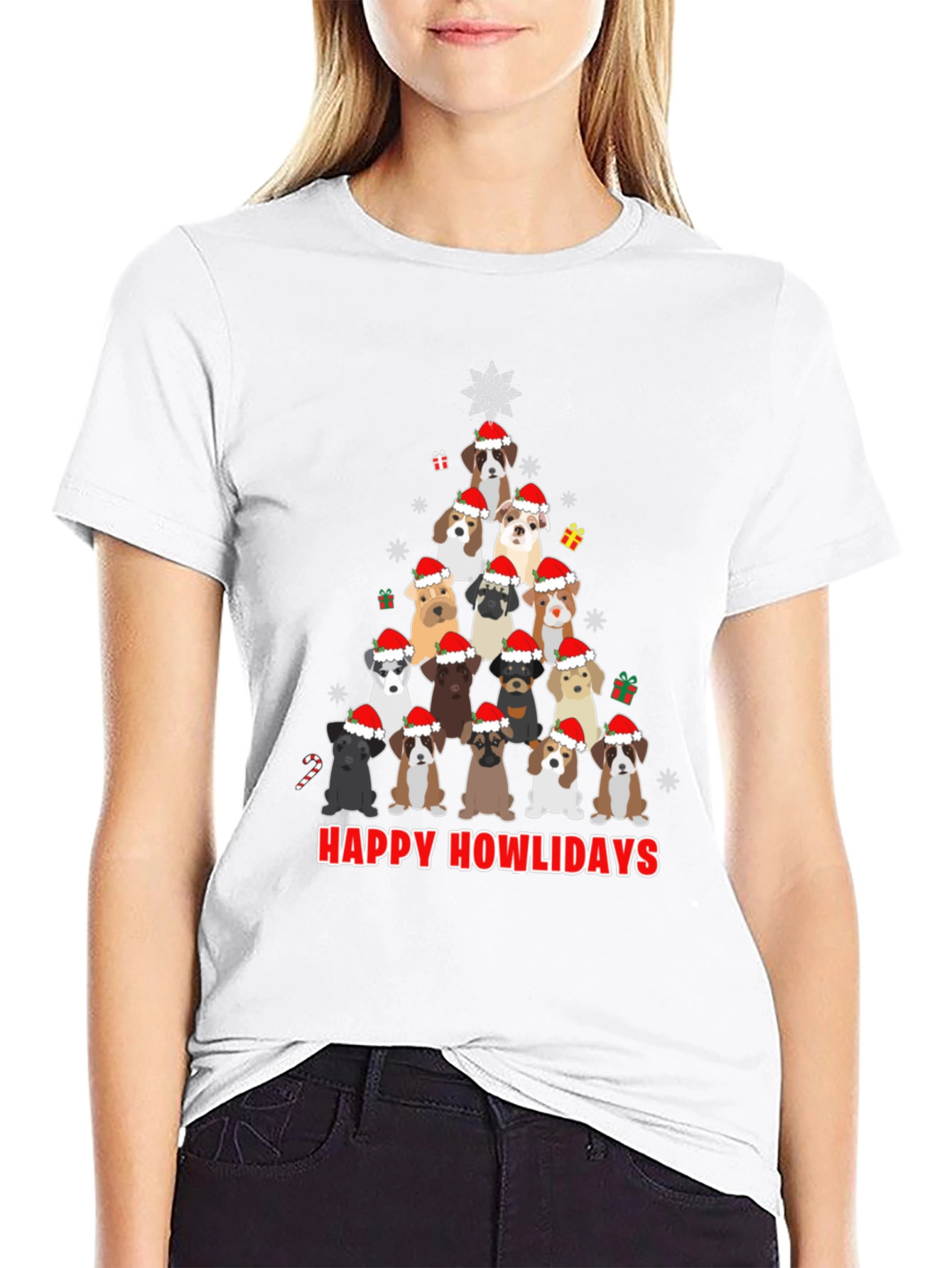 Happy Howlidays Dog Christmas Tree T-Shirt