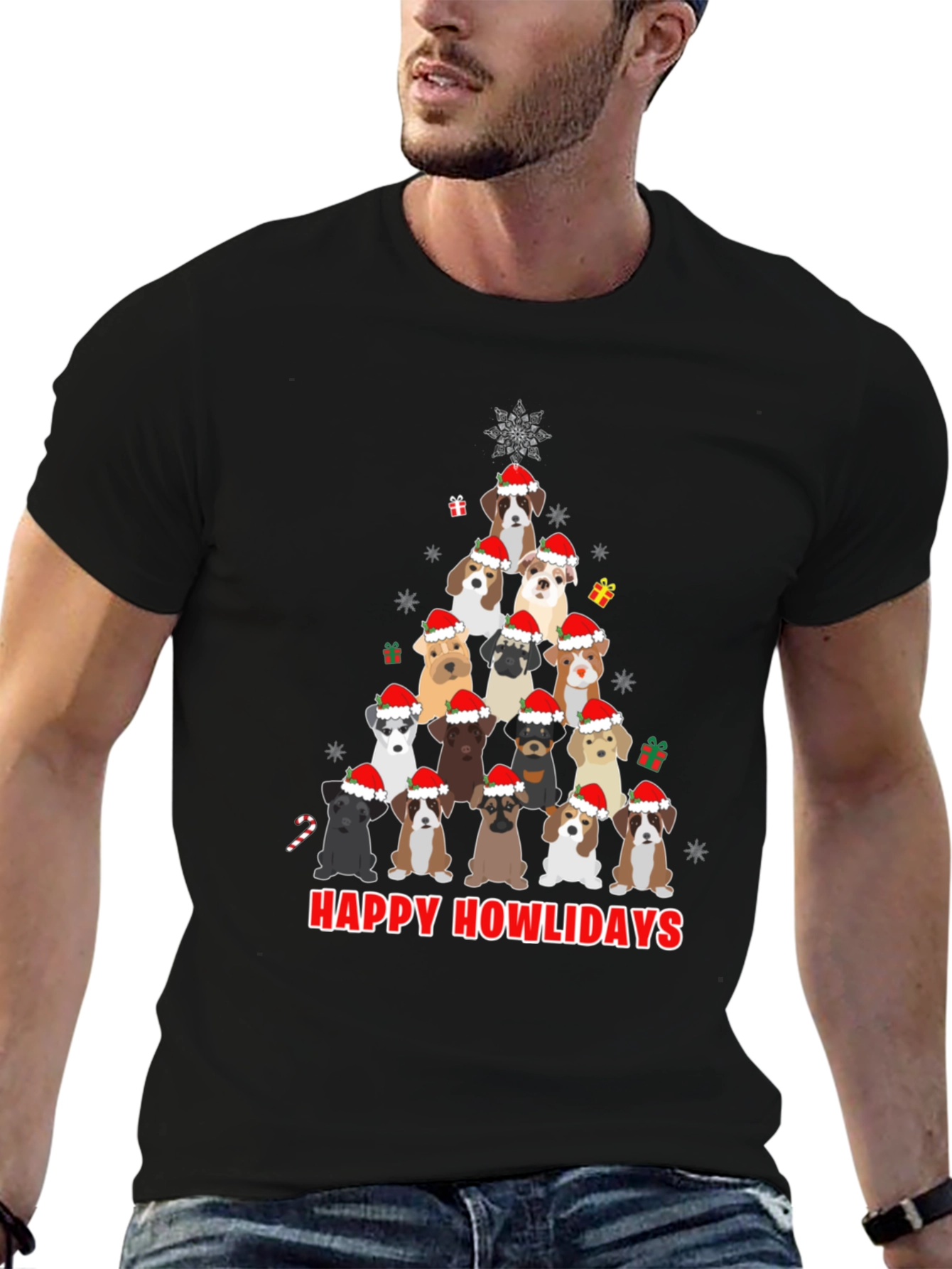 Happy Howlidays Dog Christmas Tree T-Shirt