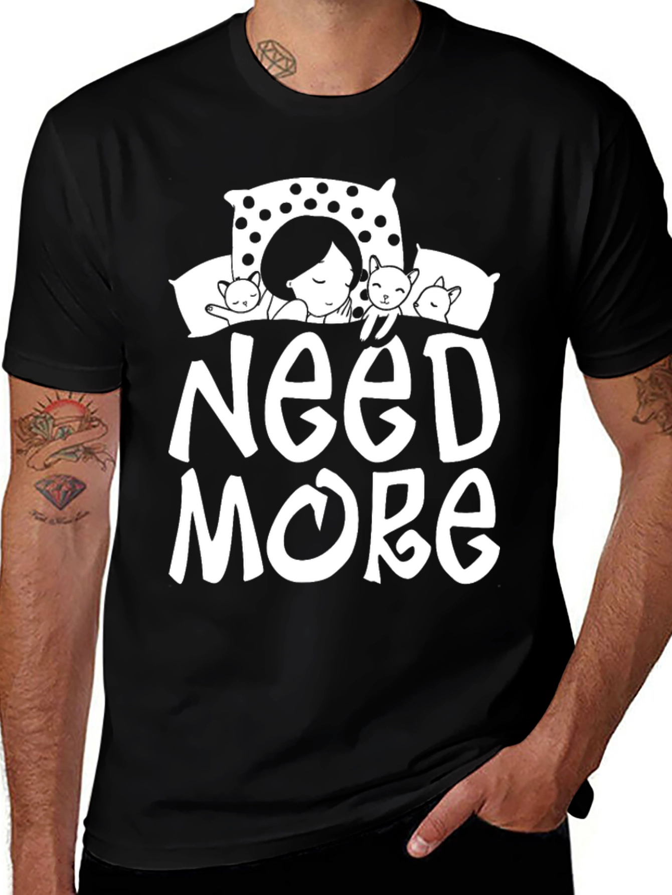 Need More Cats Graphic Tee - Black
