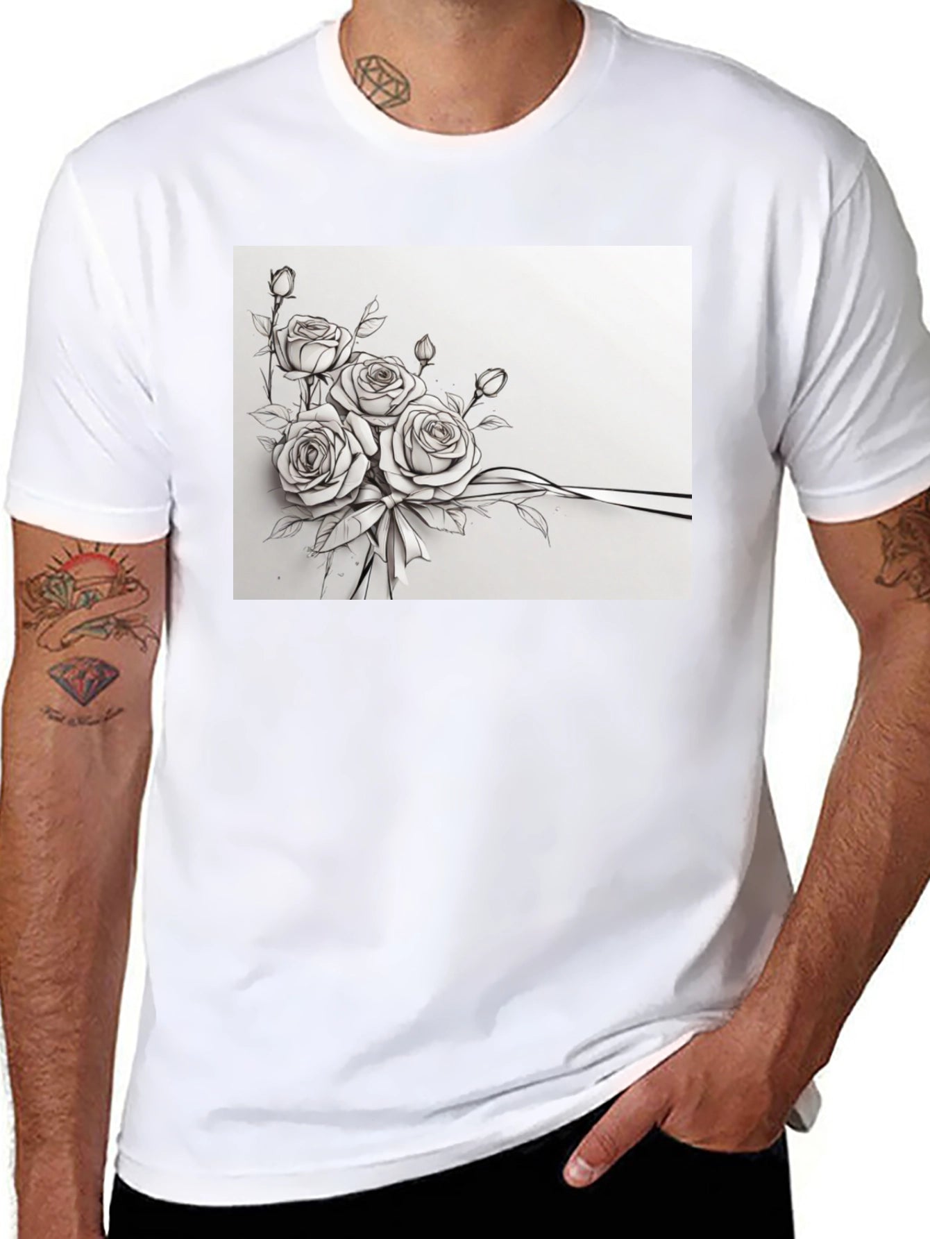 Elegant Floral Sketch T-Shirt