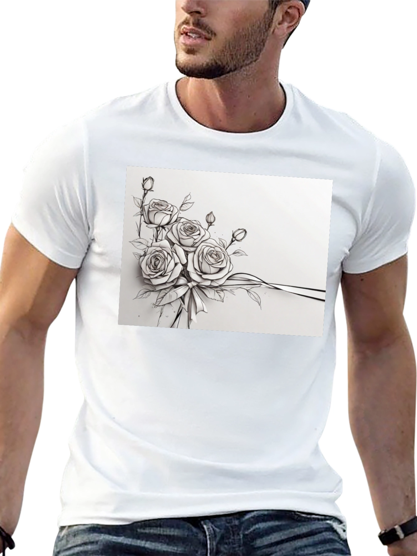 Elegant Floral Sketch T-Shirt