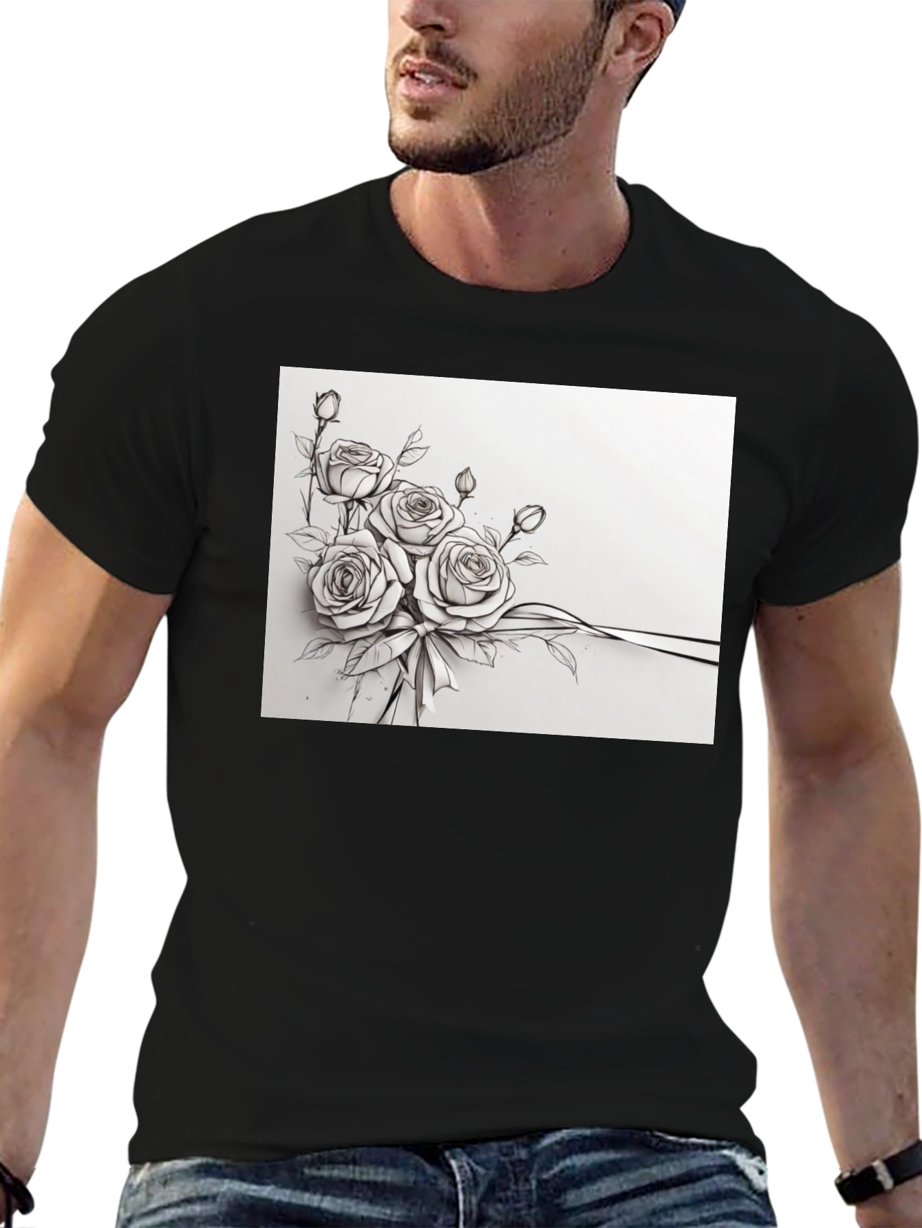 Elegant Floral Sketch T-Shirt