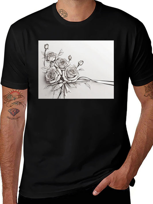 Elegant Floral Sketch T-Shirt
