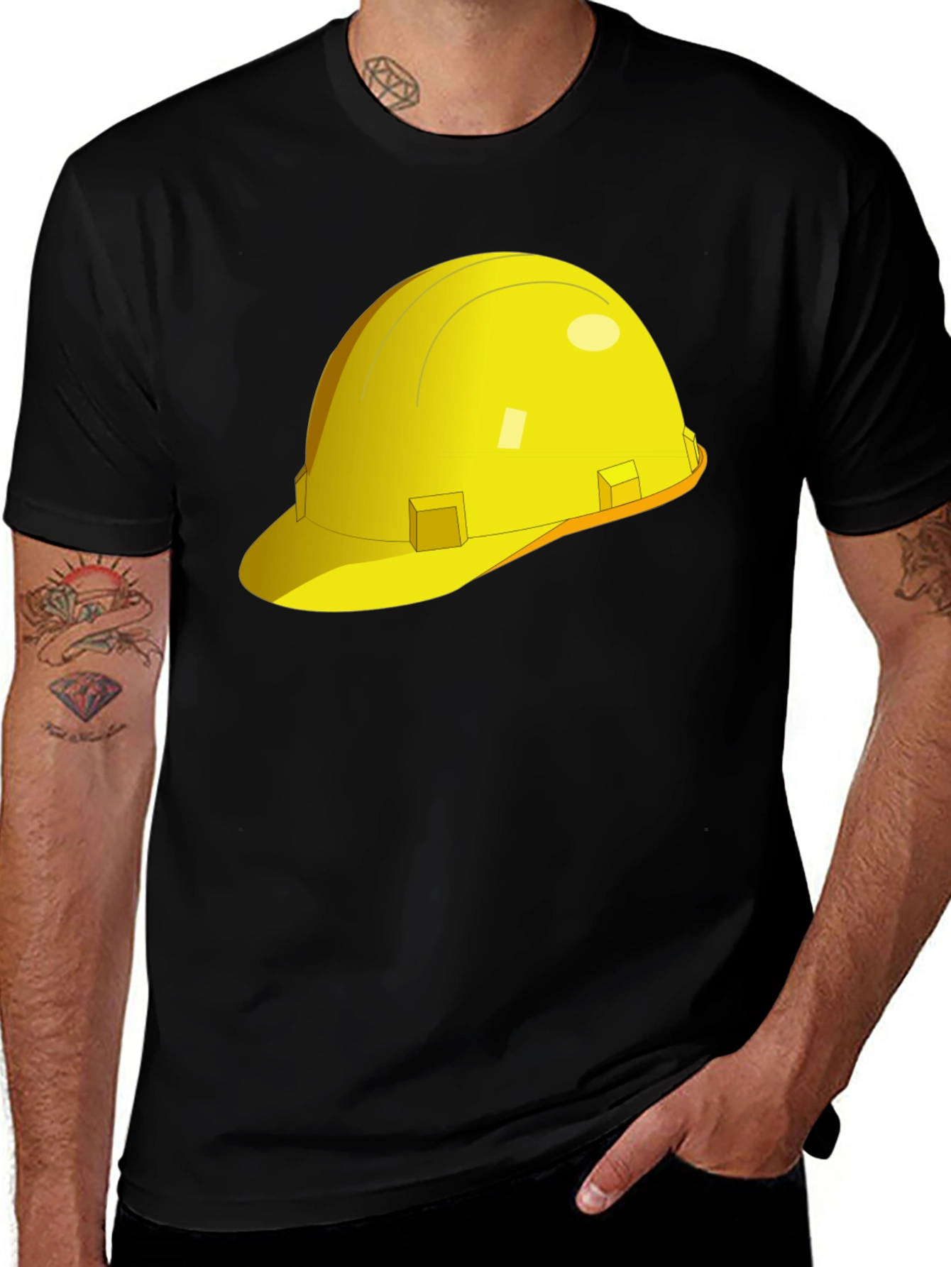 Construction Hat Graphic T-Shirt - Black