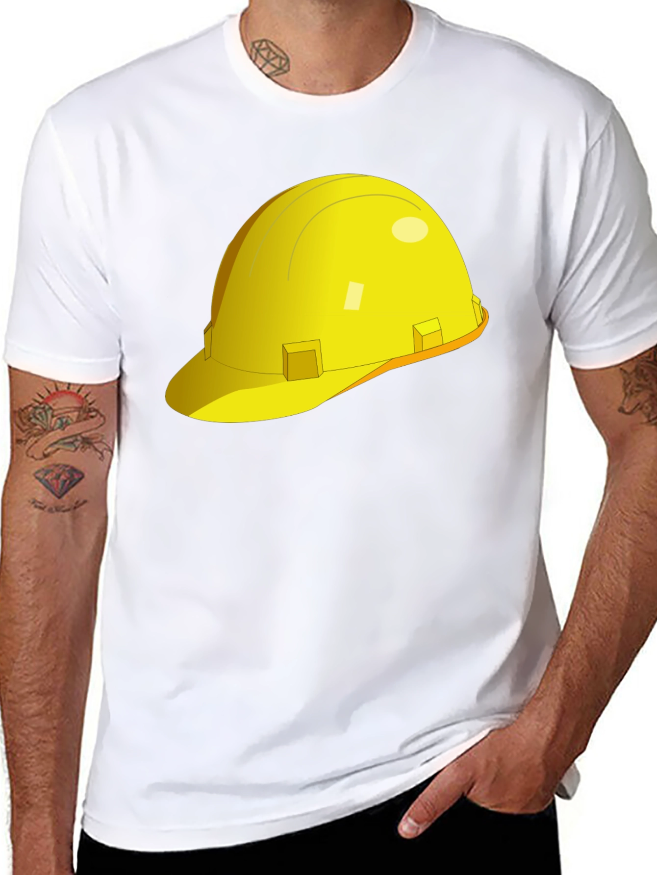Construction Hat Graphic T-Shirt - Black