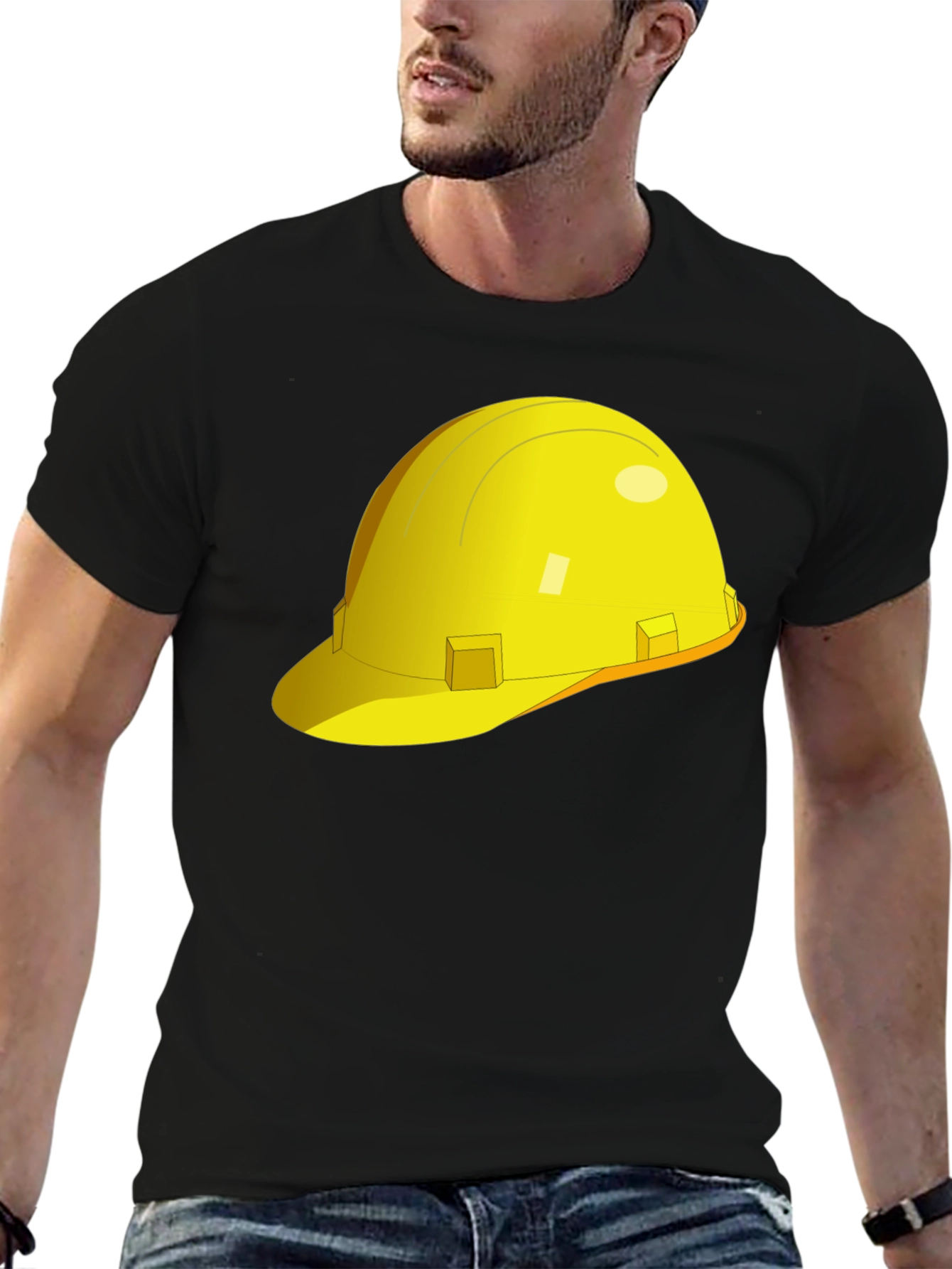 Construction Hat Graphic T-Shirt - Black