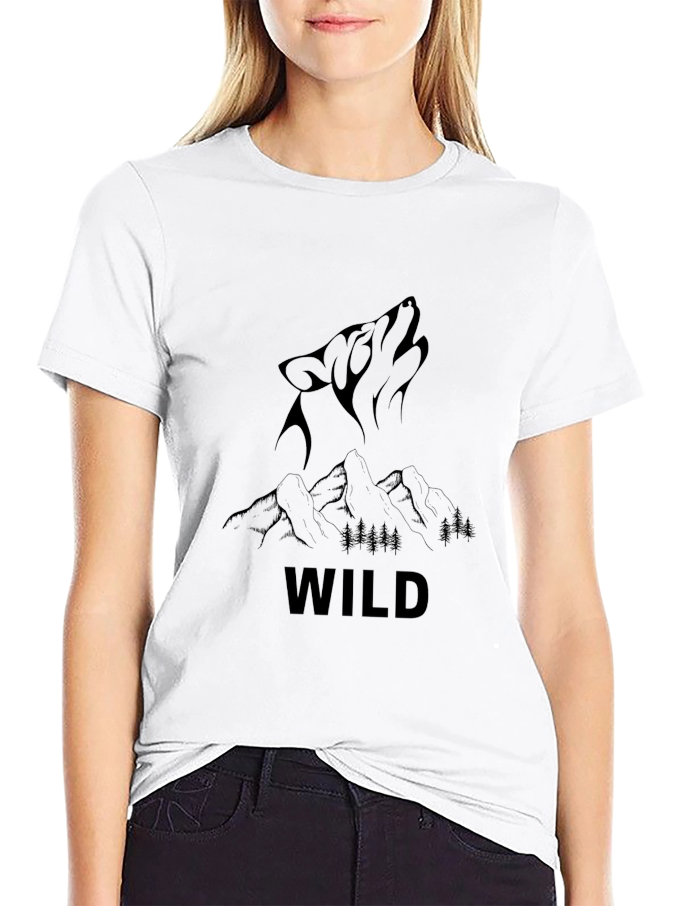 Wild Wolf Mountain Graphic Tee - Black