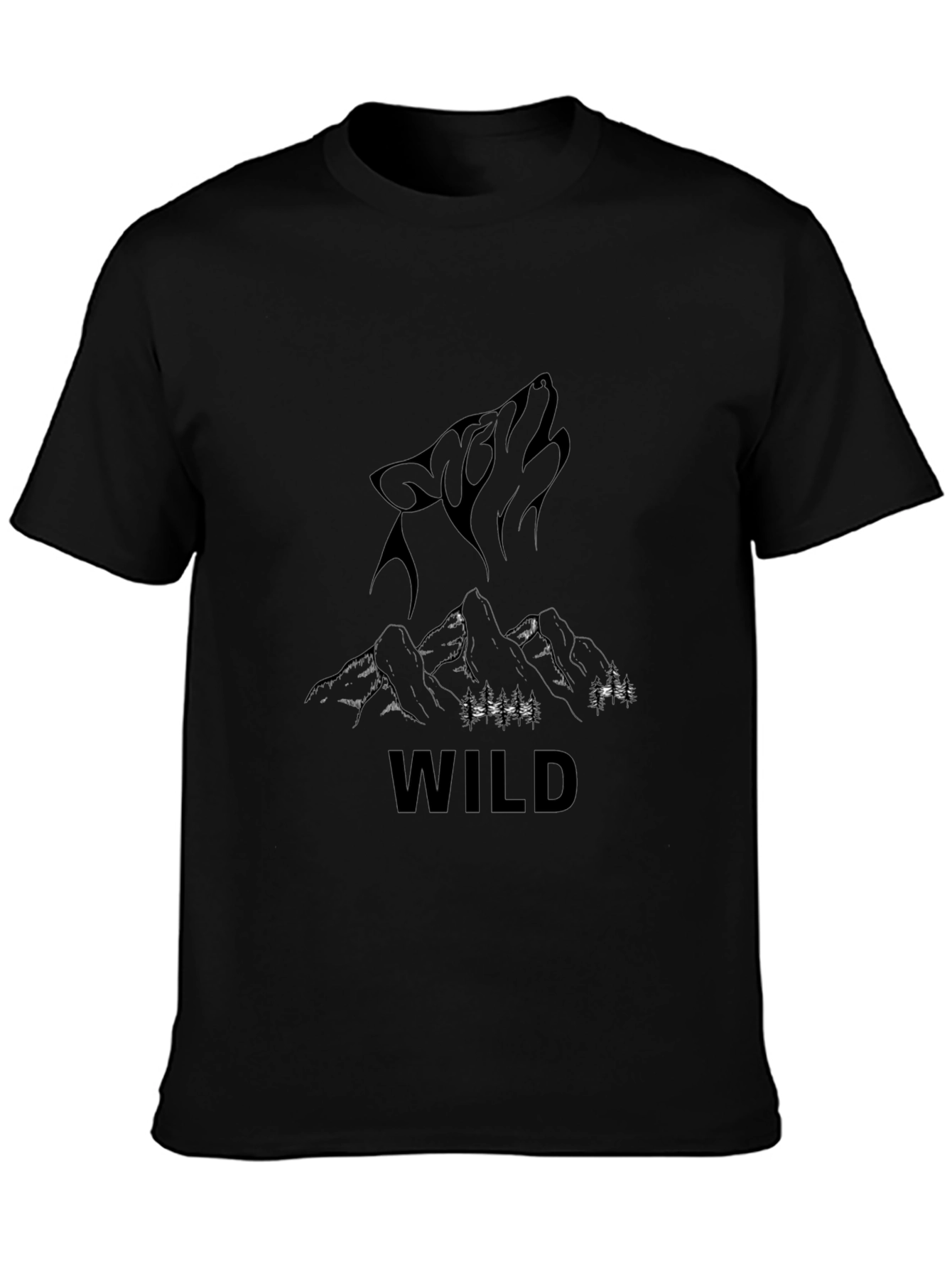 Wild Wolf Mountain Graphic Tee - Black