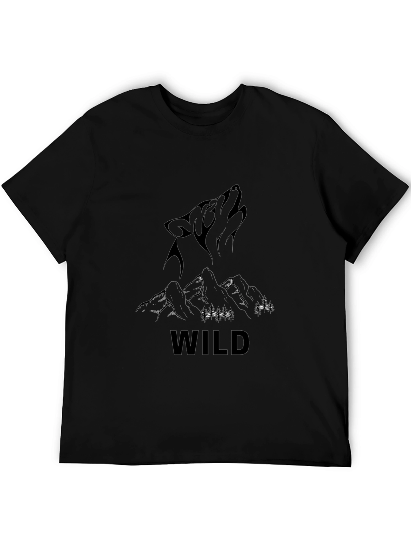Wild Wolf Mountain Graphic Tee - Black