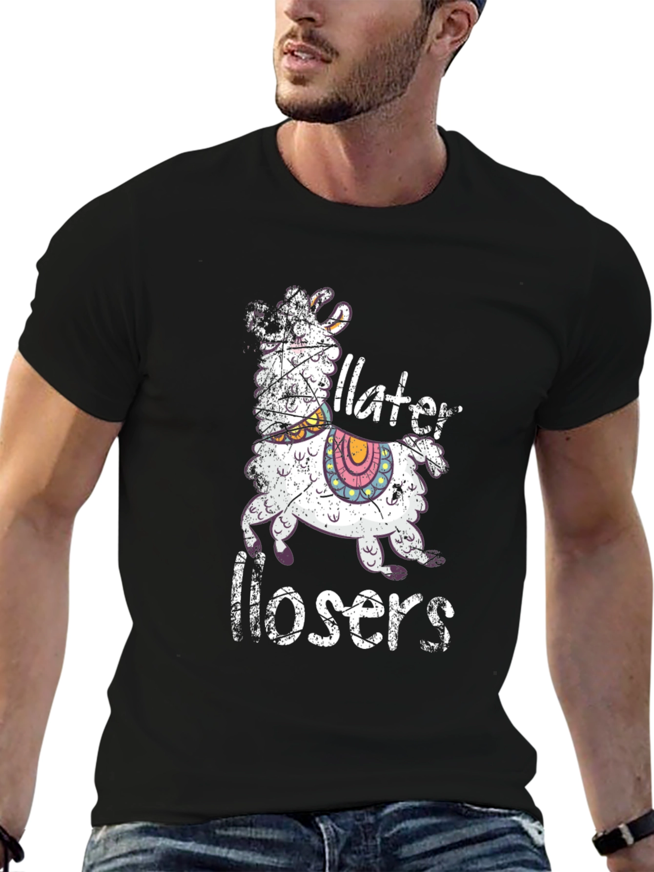 Later Losers Llama Graphic T-Shirt - Black