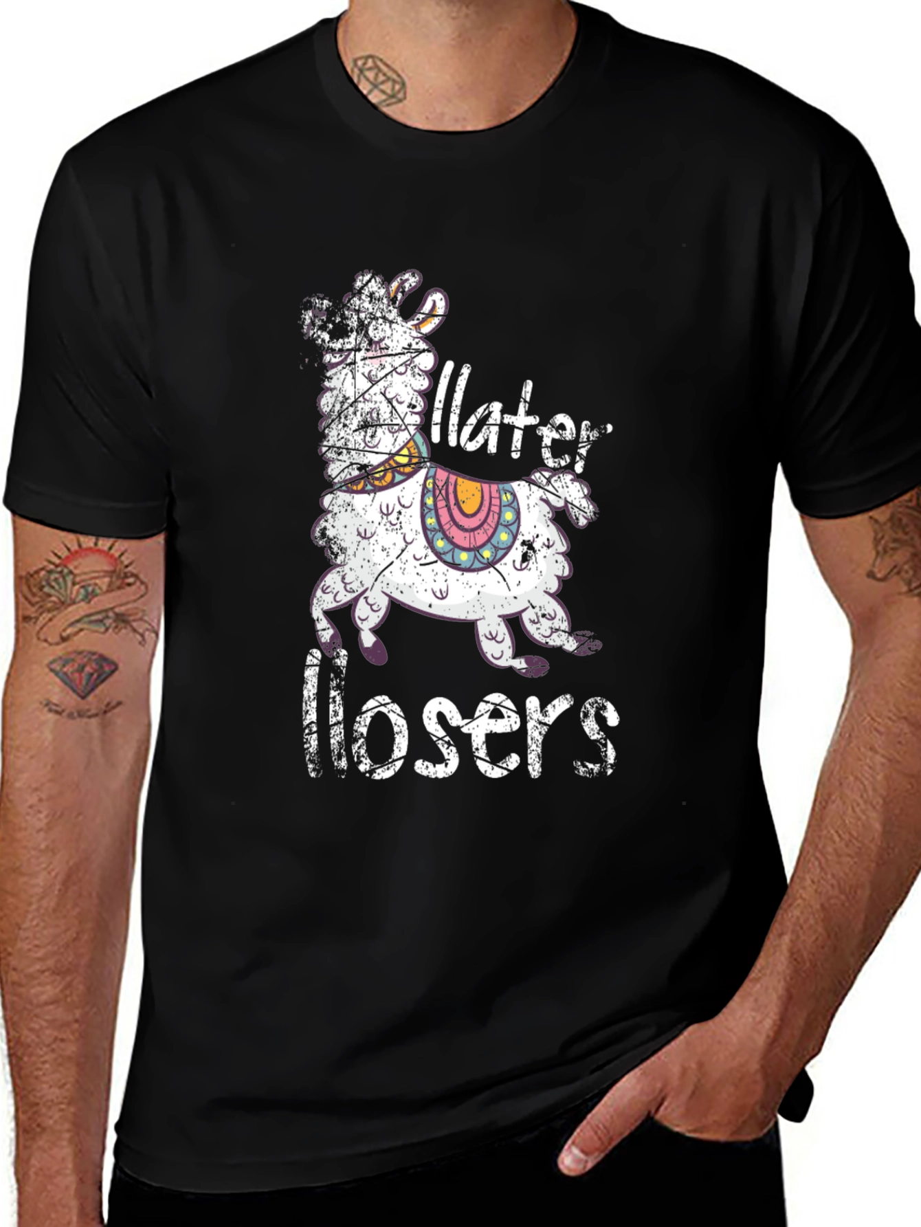 Later Losers Llama Graphic T-Shirt - Black