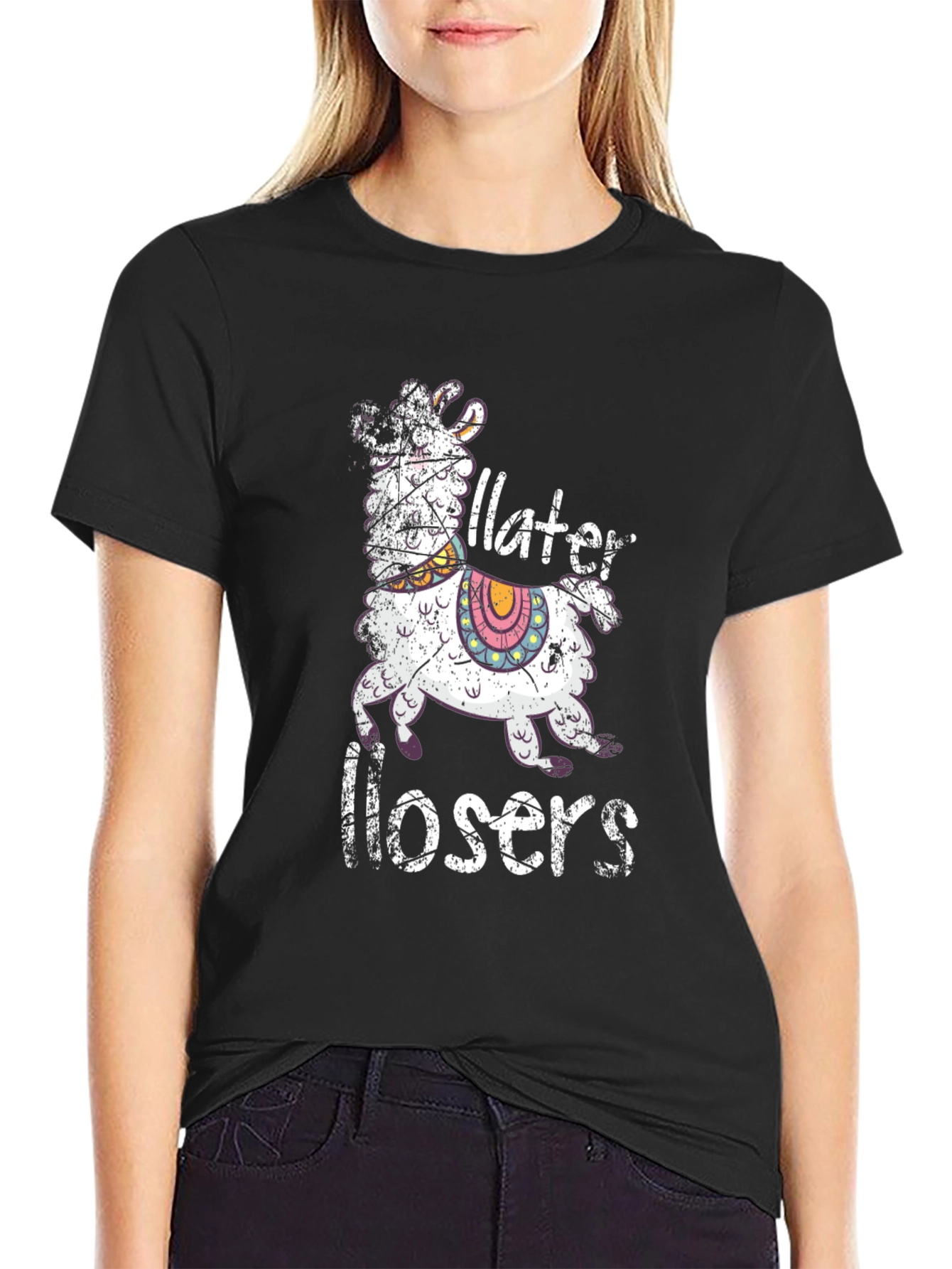 Later Losers Llama Graphic T-Shirt - Black