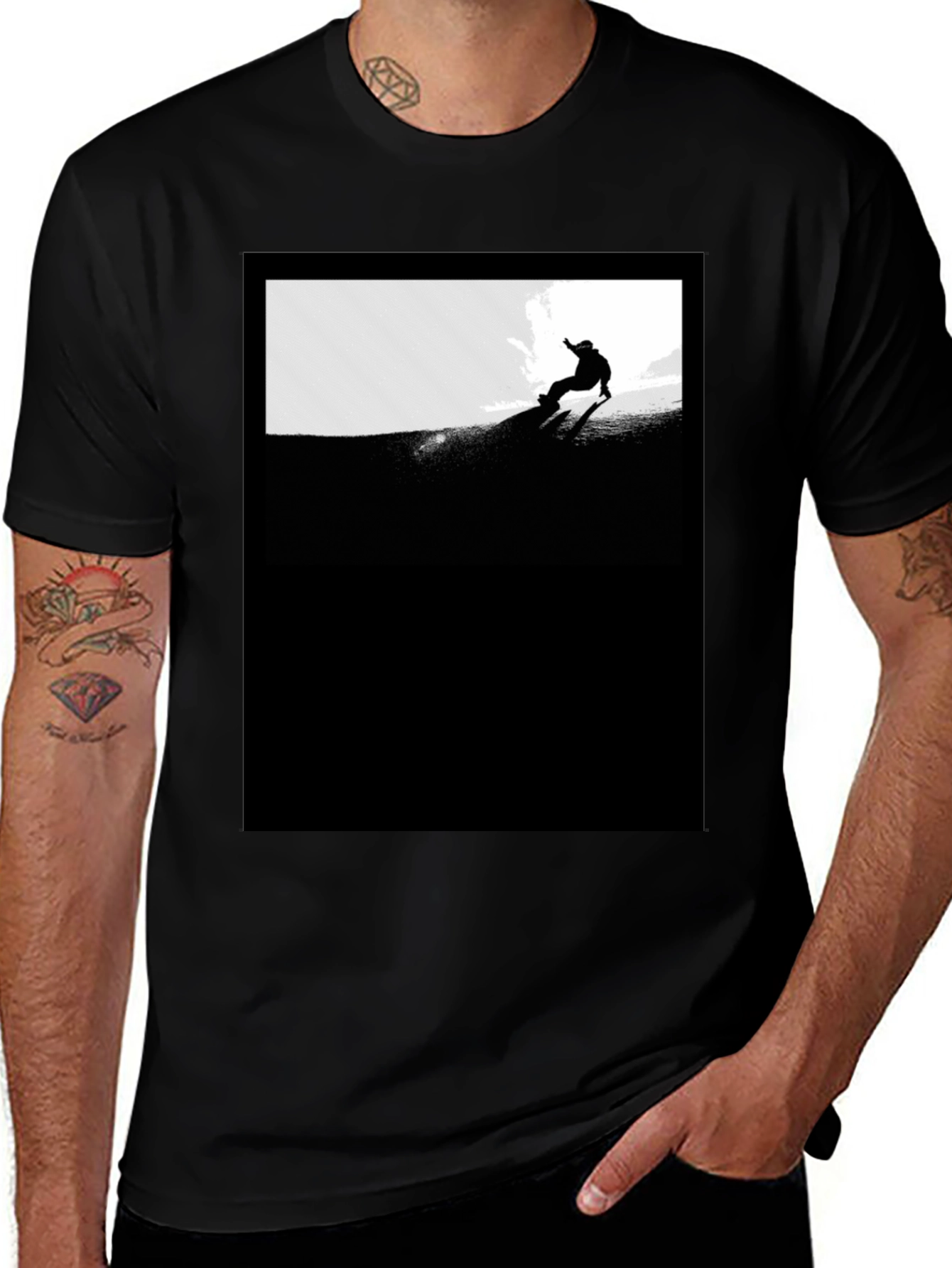 Black Snowboarder Graphic Tee - Stylish Unisex Fit