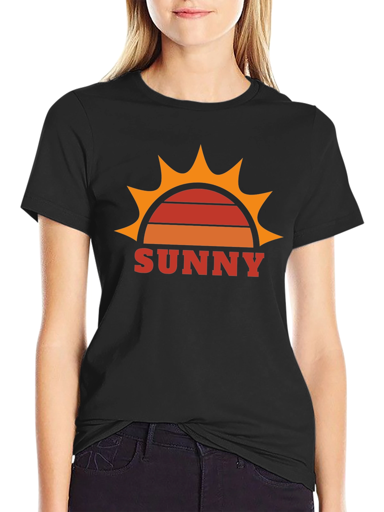 Retro Sunny Graphic Tee - Black