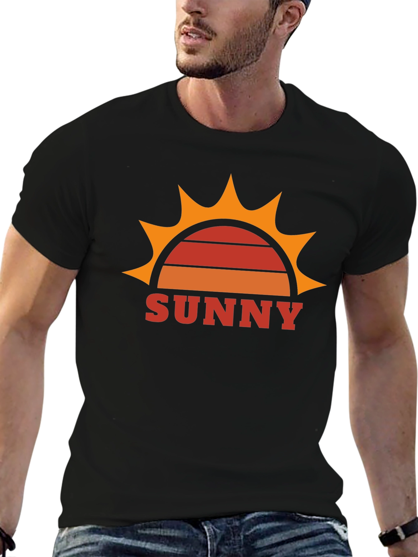 Retro Sunny Graphic Tee - Black