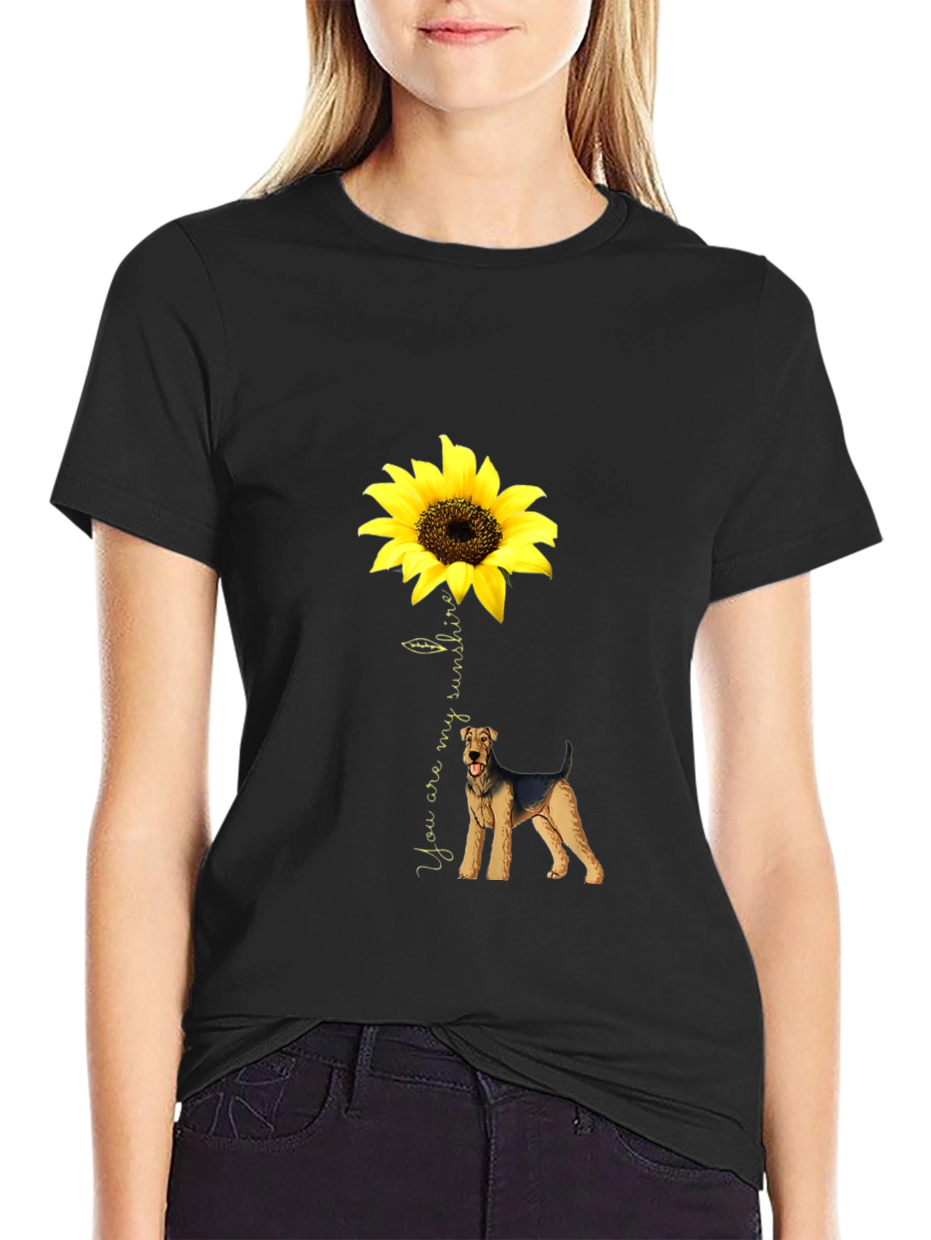Sunflower Airedale Terrier T-Shirt
