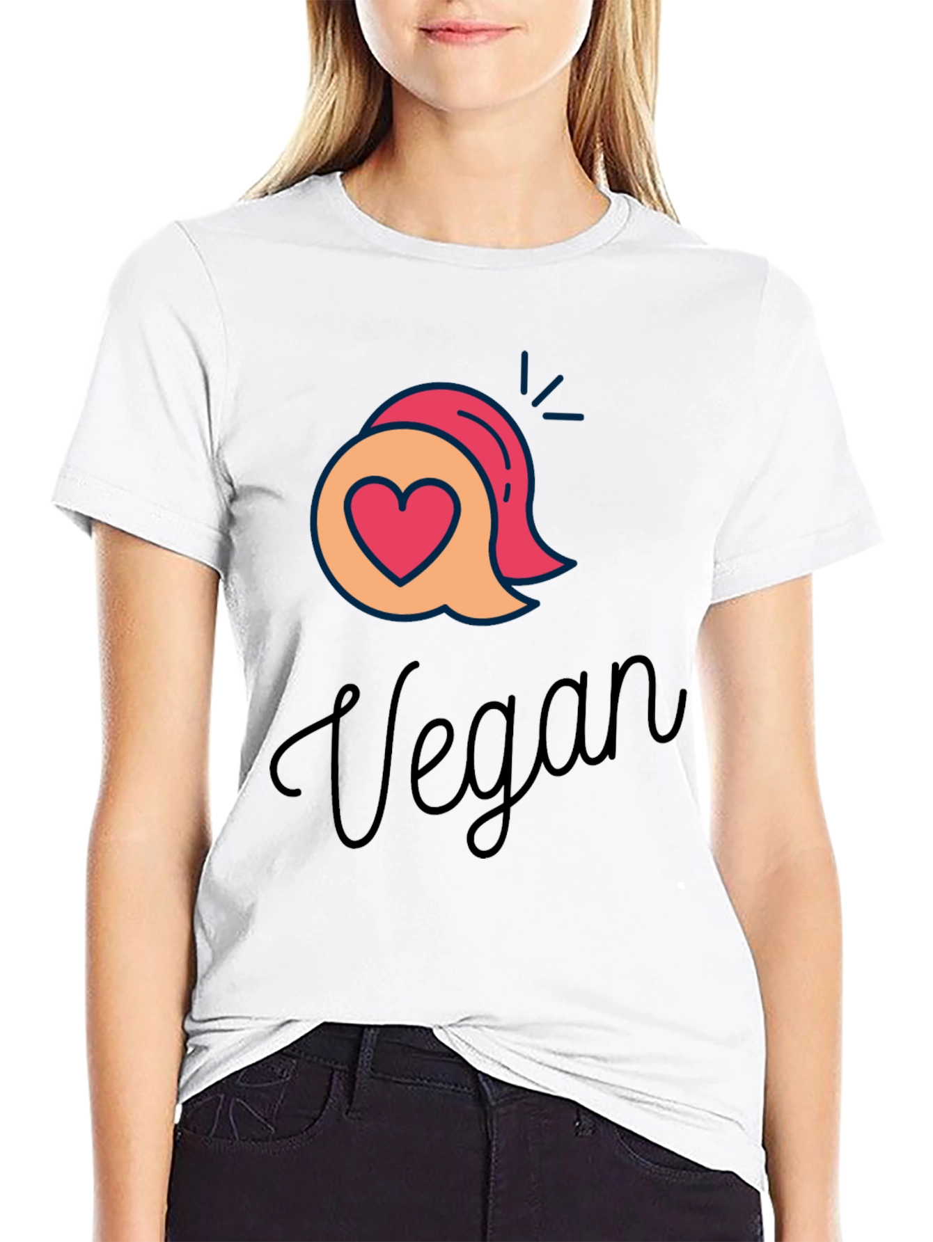 Vegan Graphic T-Shirt - Heart & Speech Bubble Design