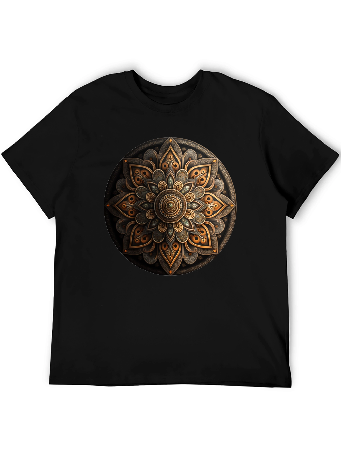 Mandala Art Graphic Print Black T-Shirt