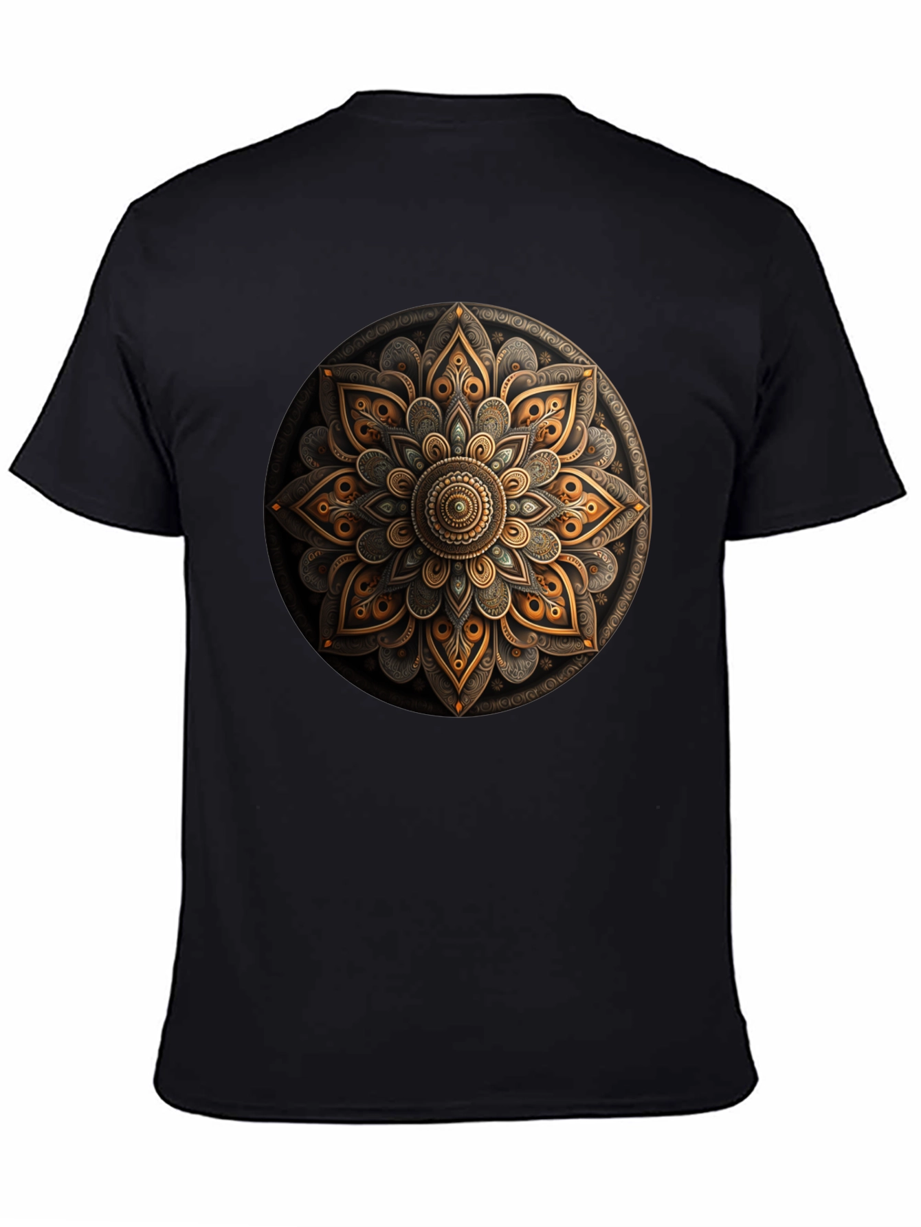 Mandala Art Graphic Print Black T-Shirt