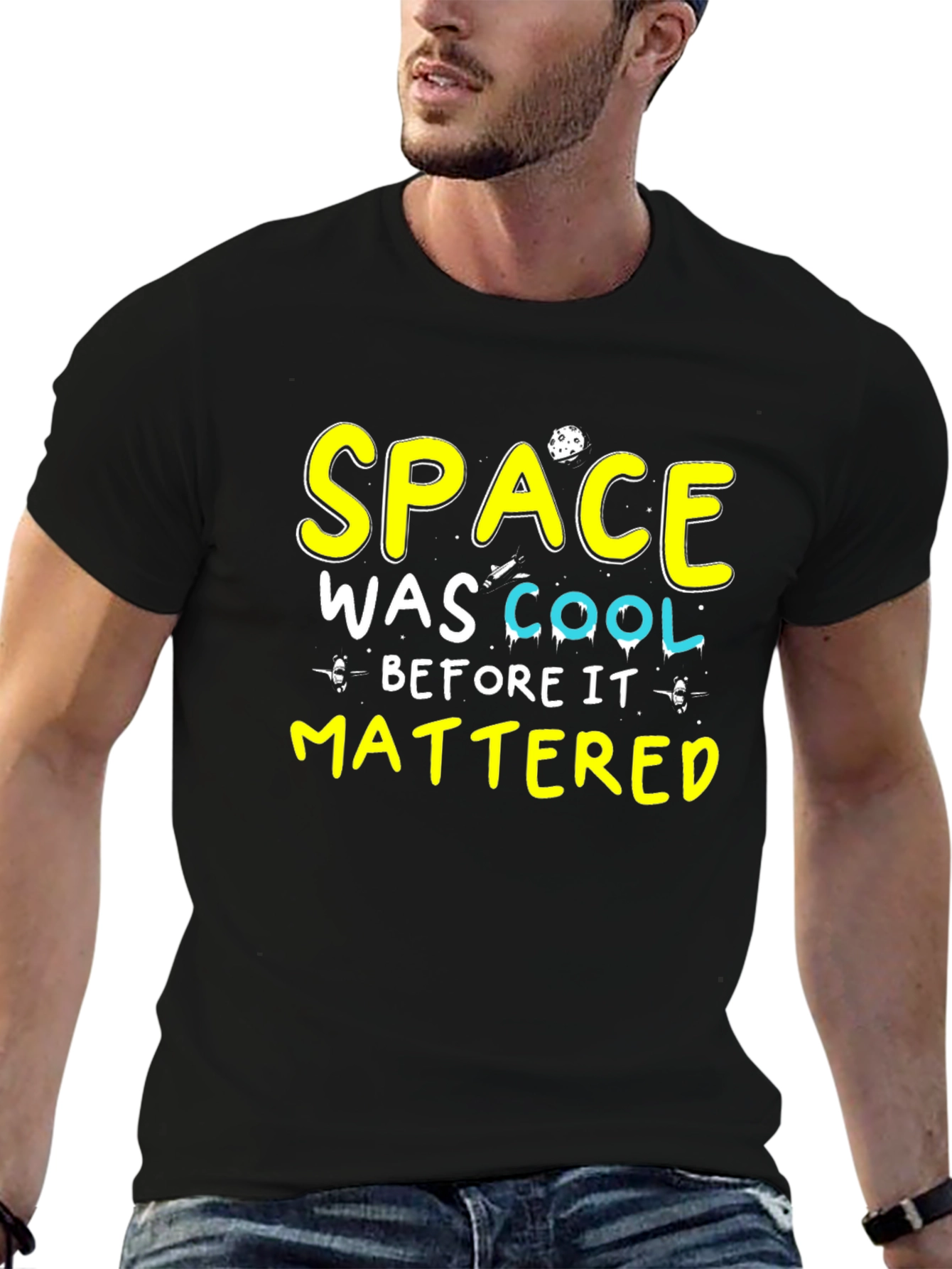 Space Was Cool T-Shirt - Black Cotton Tee