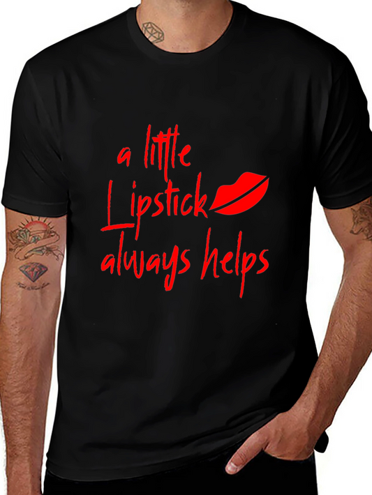 Lipstick Helps Mens Black T-Shirt
