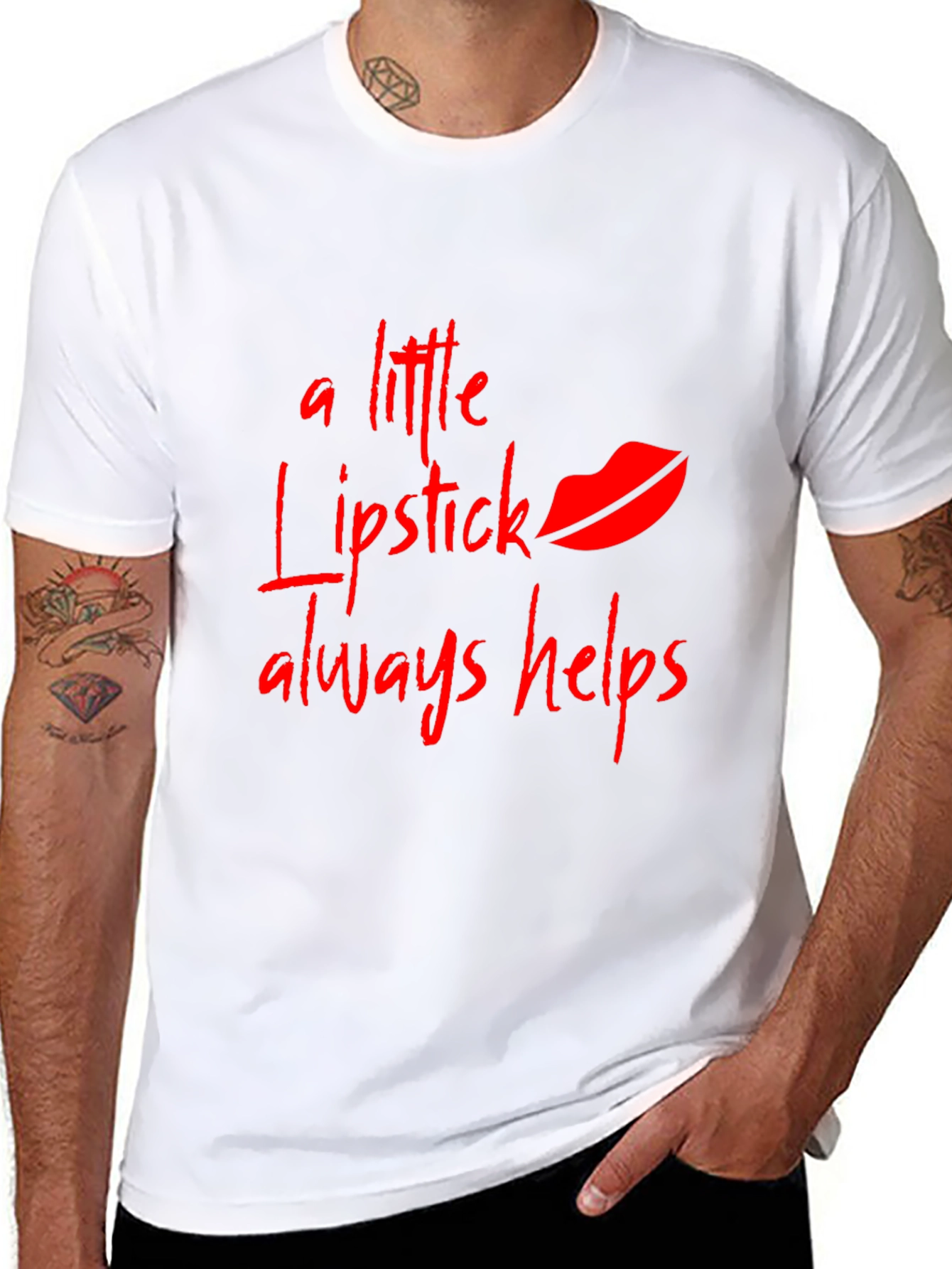 Lipstick Helps Mens Black T-Shirt