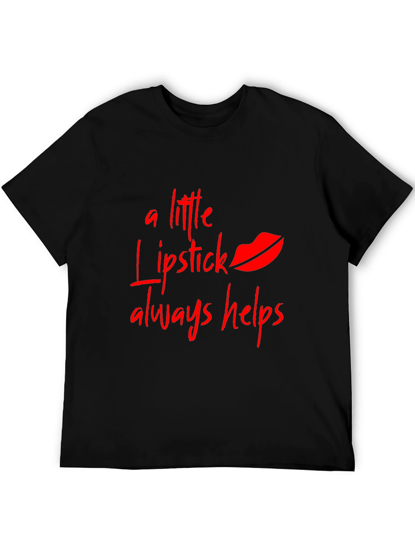 Lipstick Helps Mens Black T-Shirt