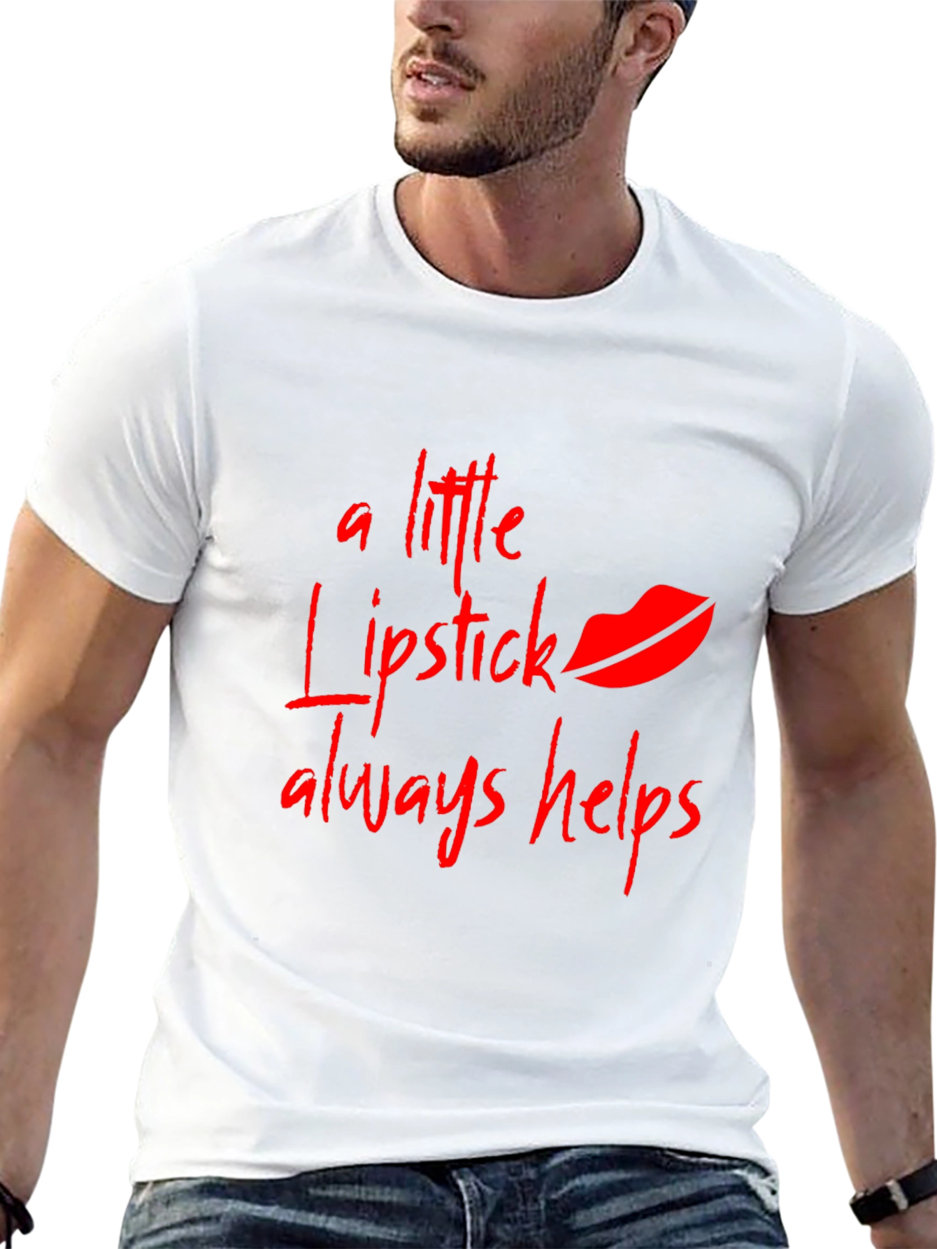 Lipstick Helps Mens Black T-Shirt