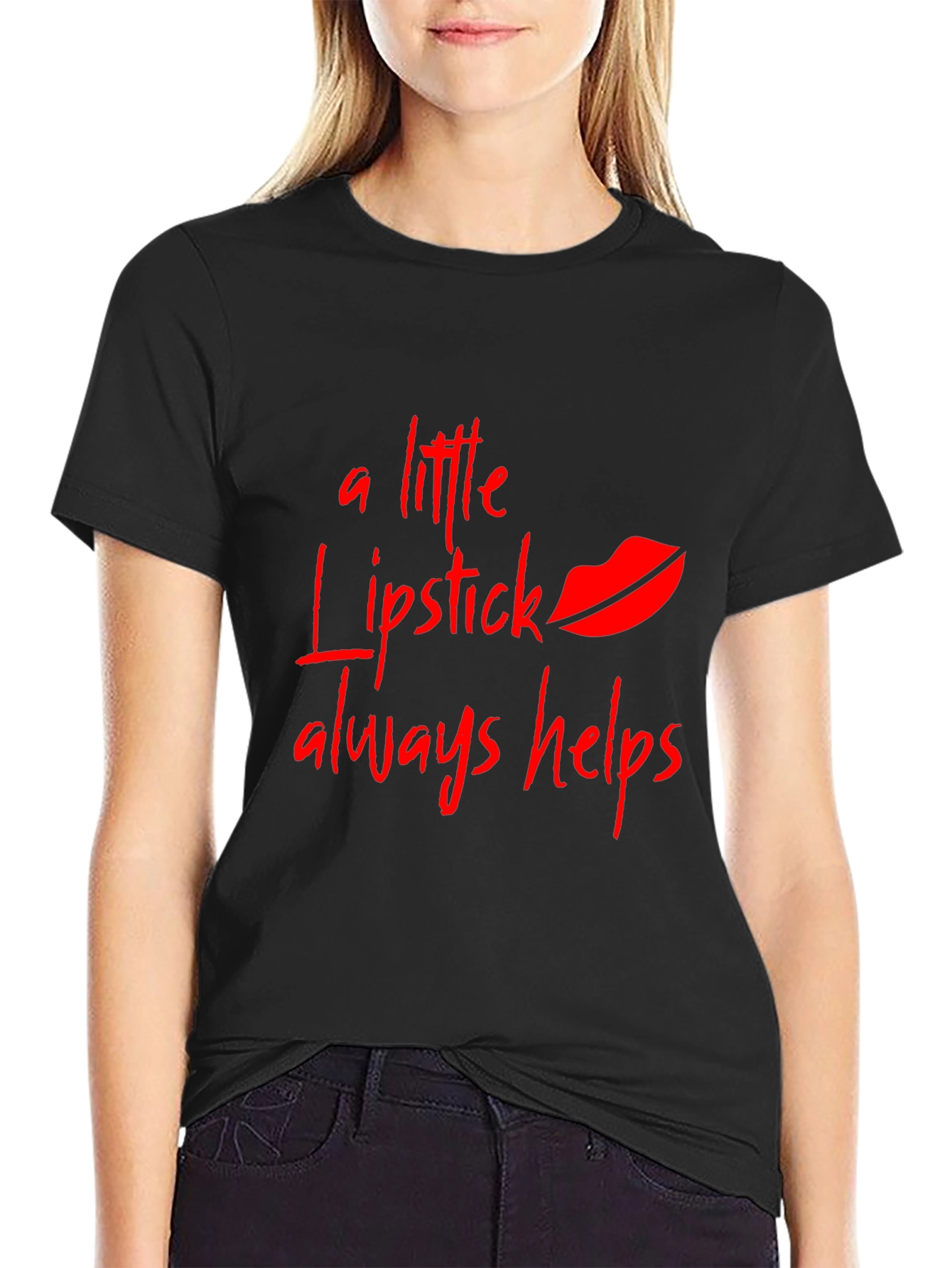Lipstick Helps Mens Black T-Shirt