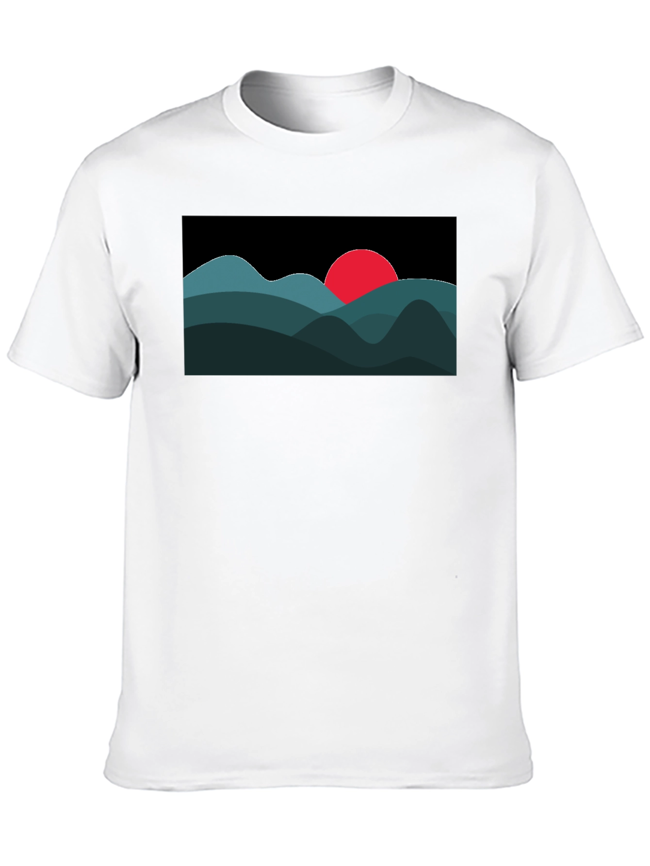 Abstract Mountain Sunset Graphic Tee - Black