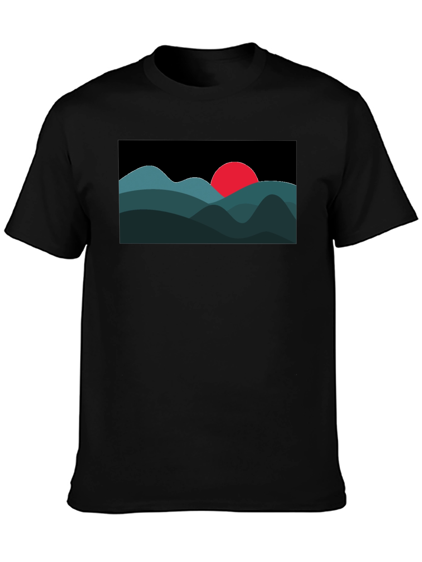 Abstract Mountain Sunset Graphic Tee - Black