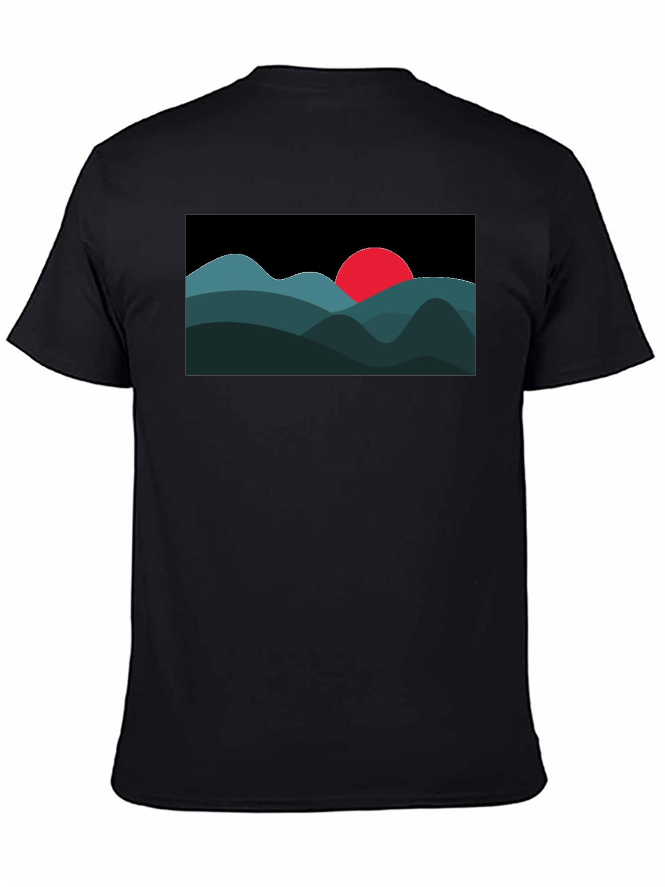 Abstract Mountain Sunset Graphic Tee - Black