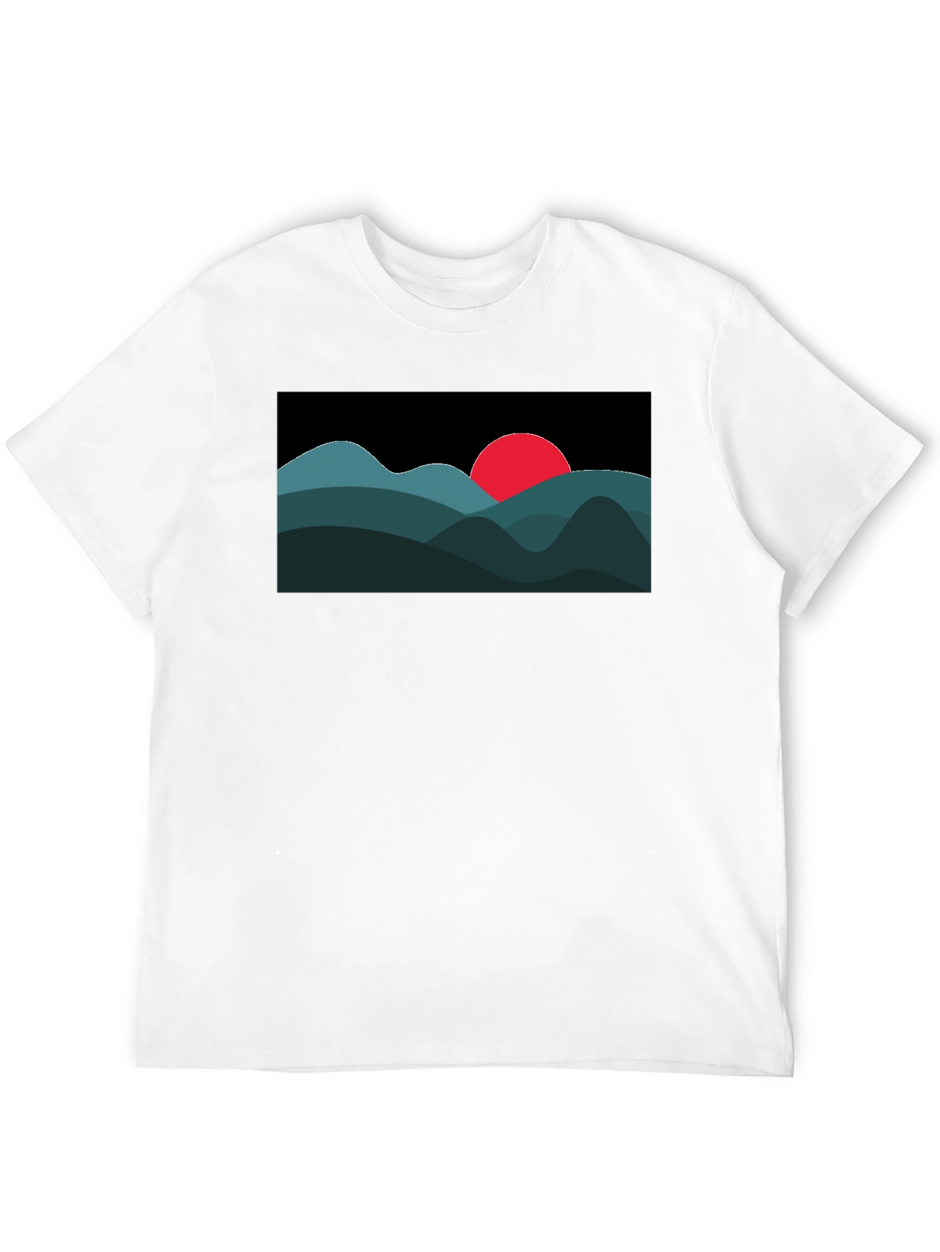 Abstract Mountain Sunset Graphic Tee - Black