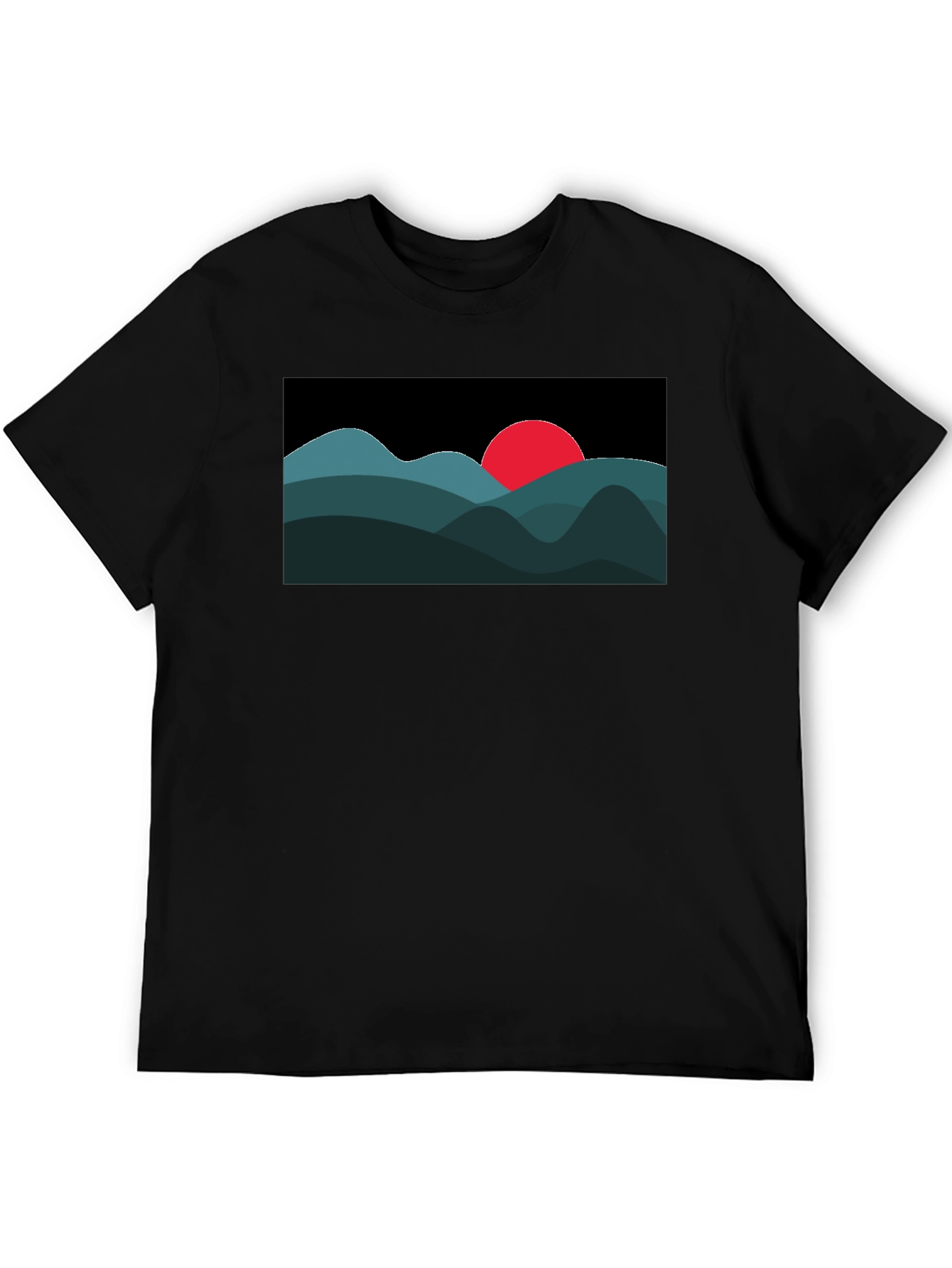 Abstract Mountain Sunset Graphic Tee - Black