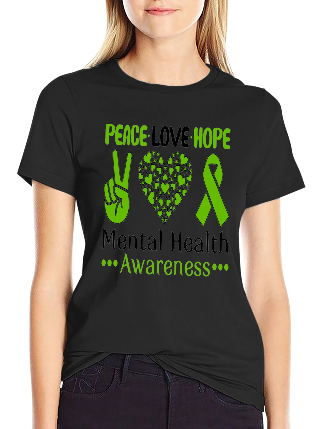 Peace Love Hope Mental Health Awareness Tee