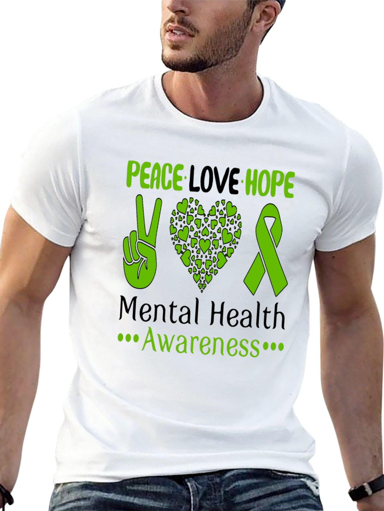 Peace Love Hope Mental Health Awareness Tee