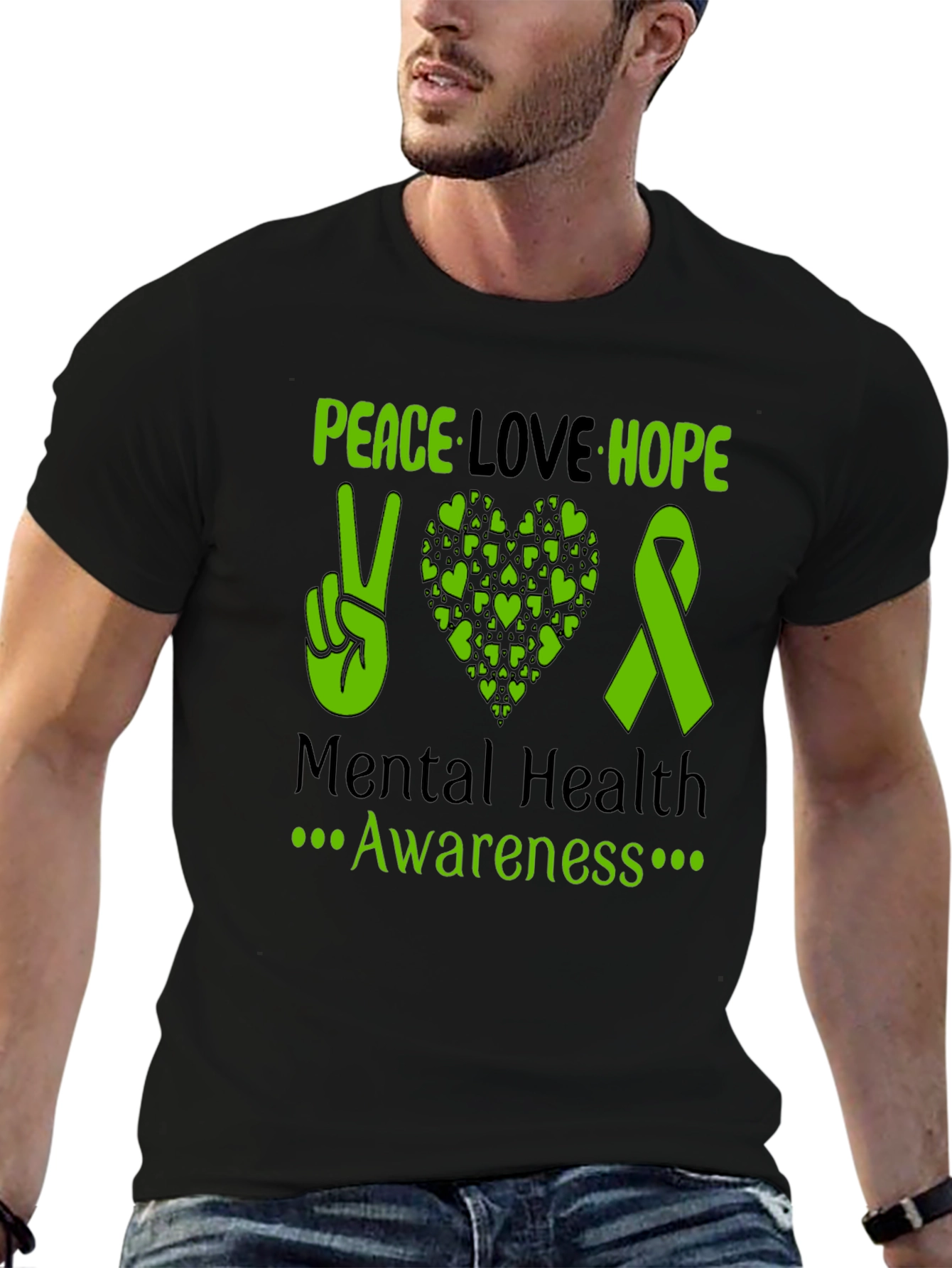 Peace Love Hope Mental Health Awareness Tee