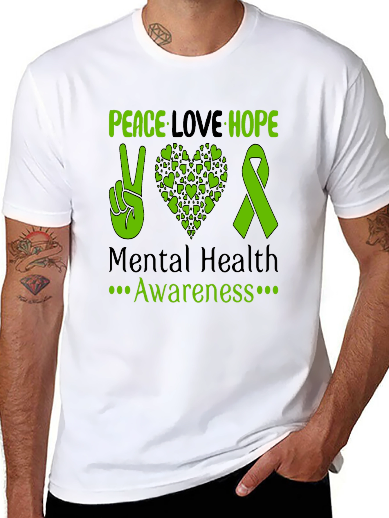 Peace Love Hope Mental Health Awareness Tee