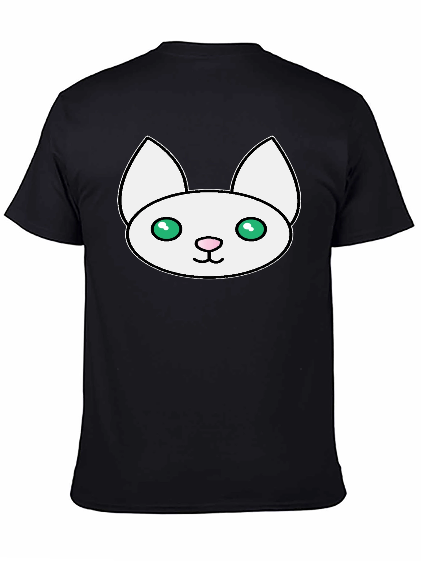 Cute Cat Face Graphic Black T-Shirt